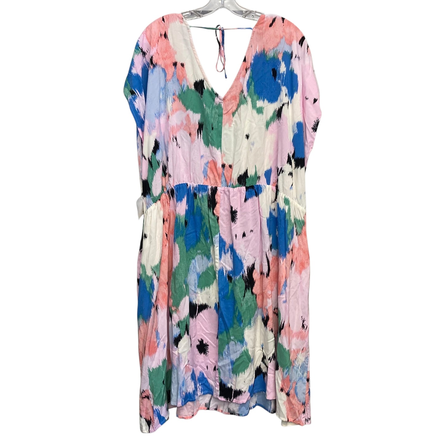 Dress Casual Short By Ava & Viv In Blue & Pink, Size:3X