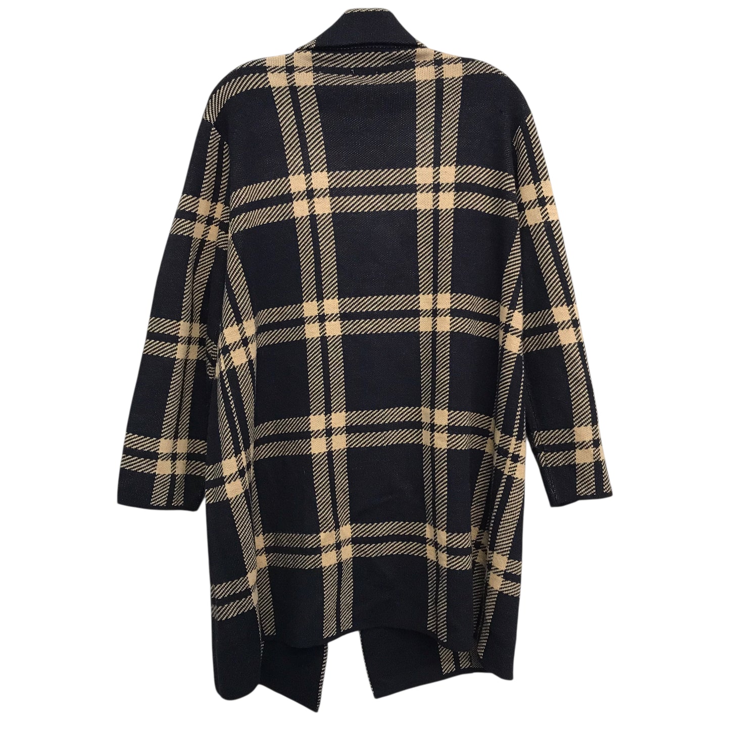 Sweater Cardigan By Anne Klein In Black & Tan, Size:1X