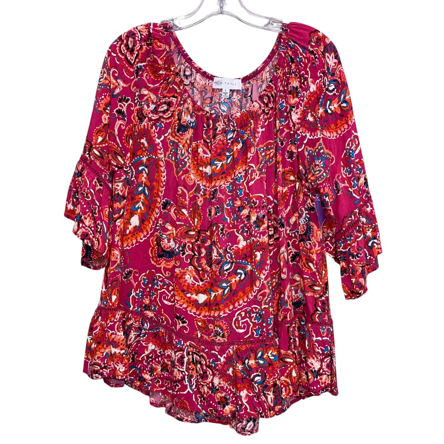 Top 3/4 Sleeve By Fever In Pink, Size:L
