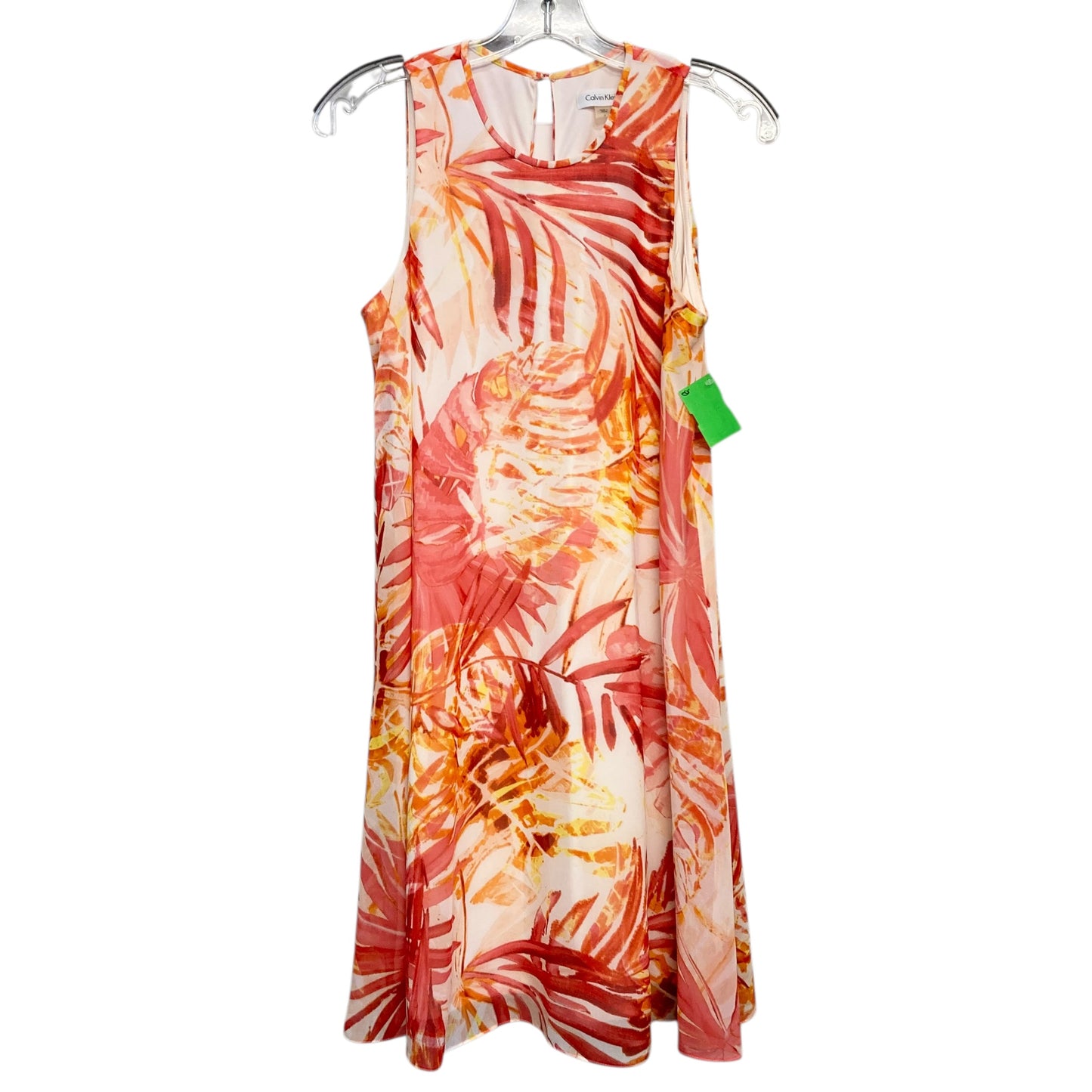 Dress Casual Midi By Calvin Klein In Orange & Pink, Size:S