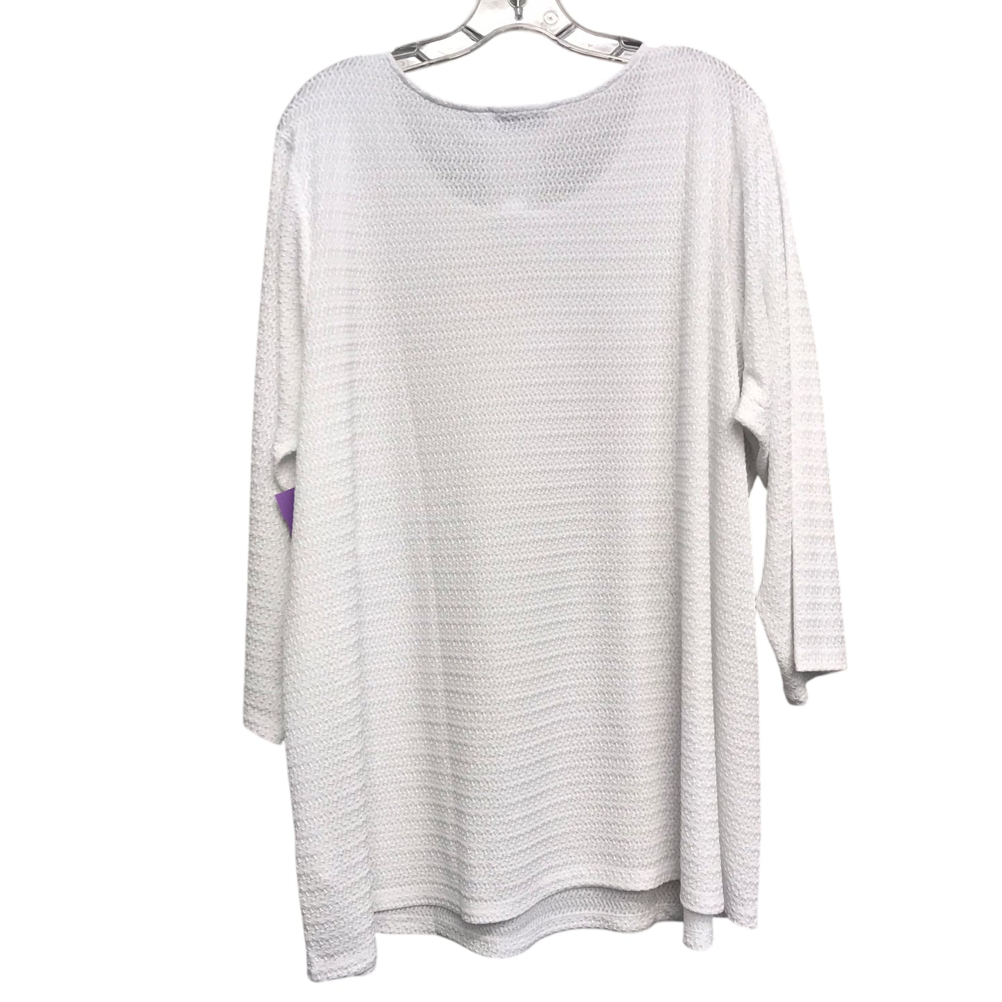 Top 3/4 Sleeve By Susan Graver In White, Size:3X
