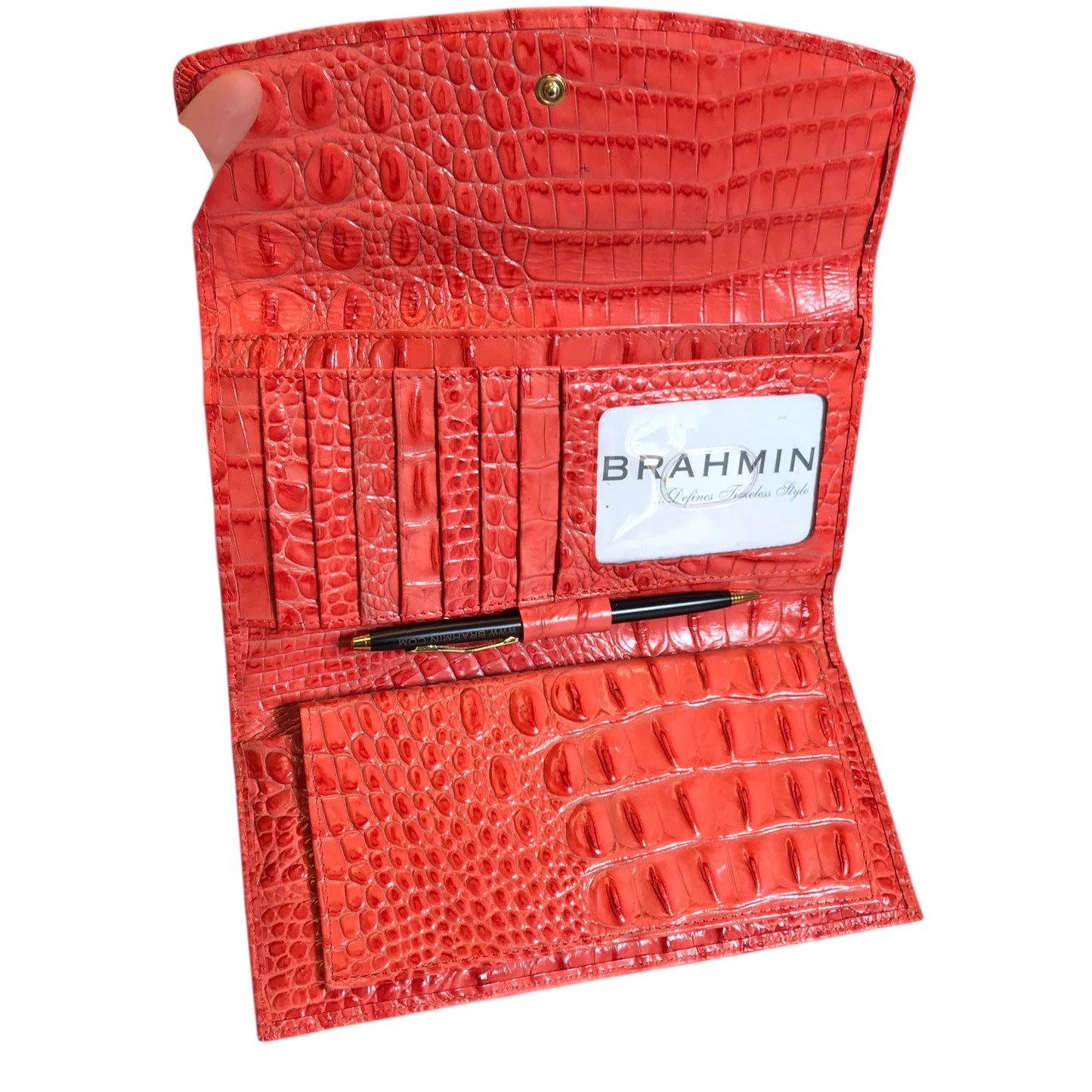 Wallet Designer By Brahmin In Orange, Size:Large