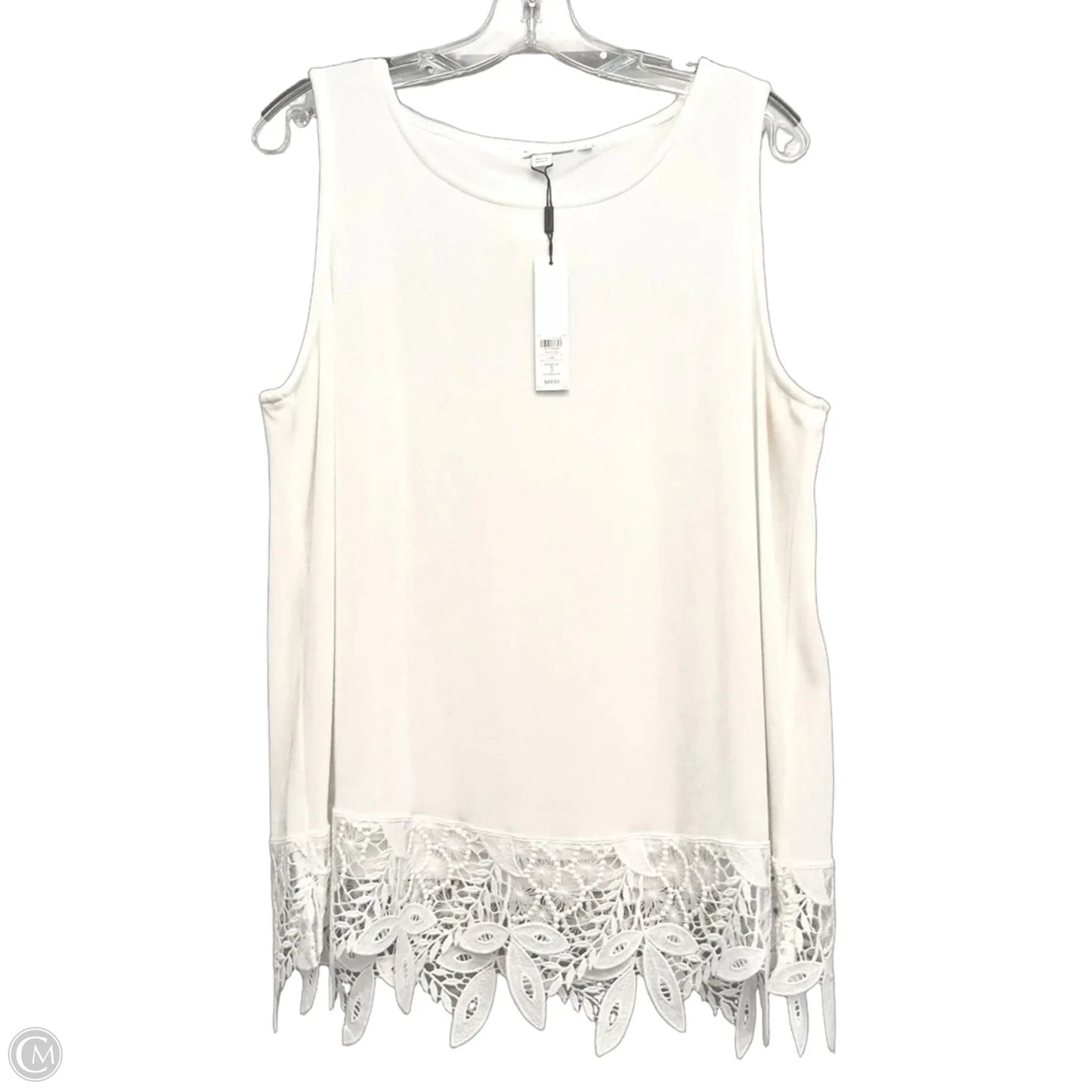 Top Short Sleeve By Chicos In White, Size: Xl