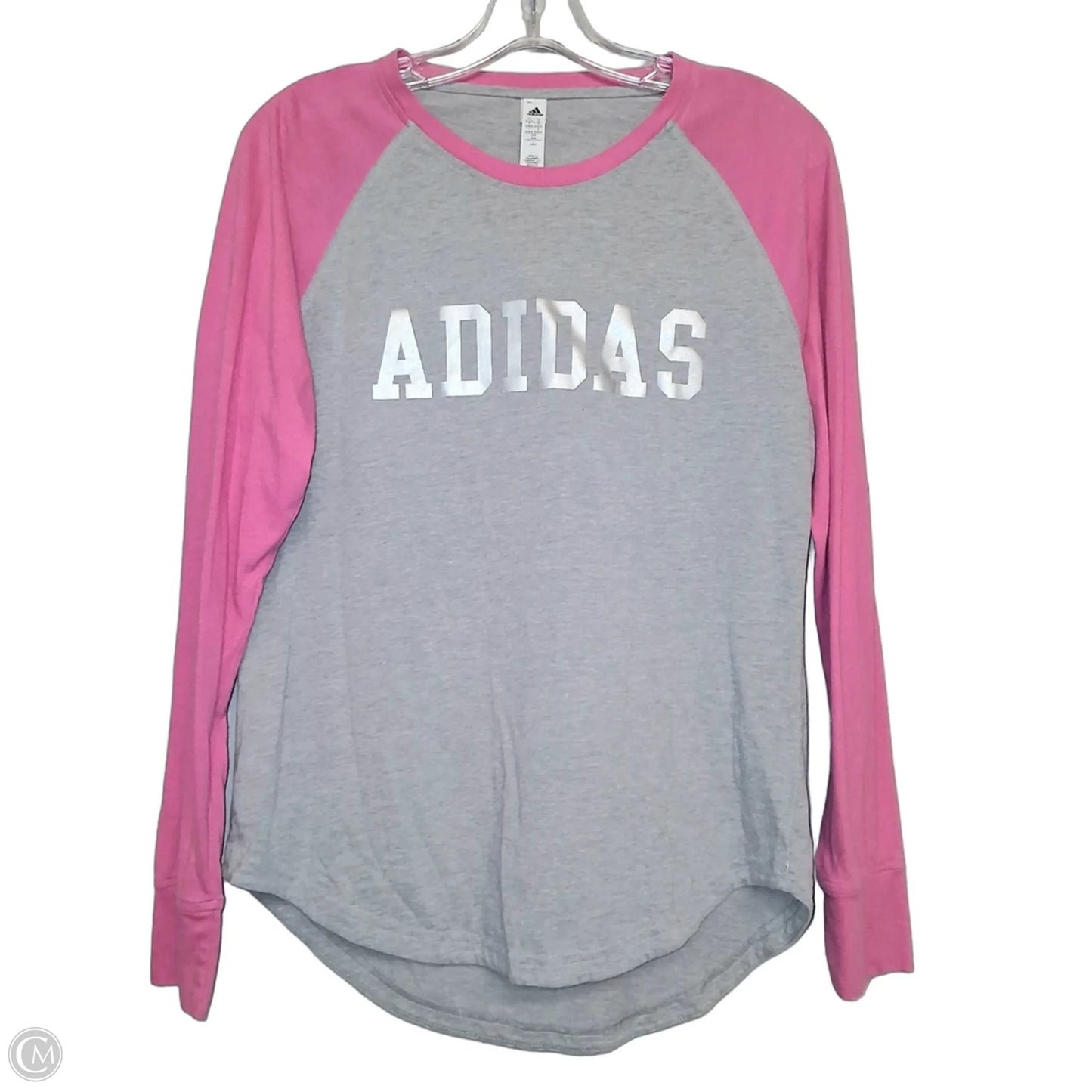 Athletic Top Long Sleeve Crewneck By Adidas In Grey & Pink, Size: M