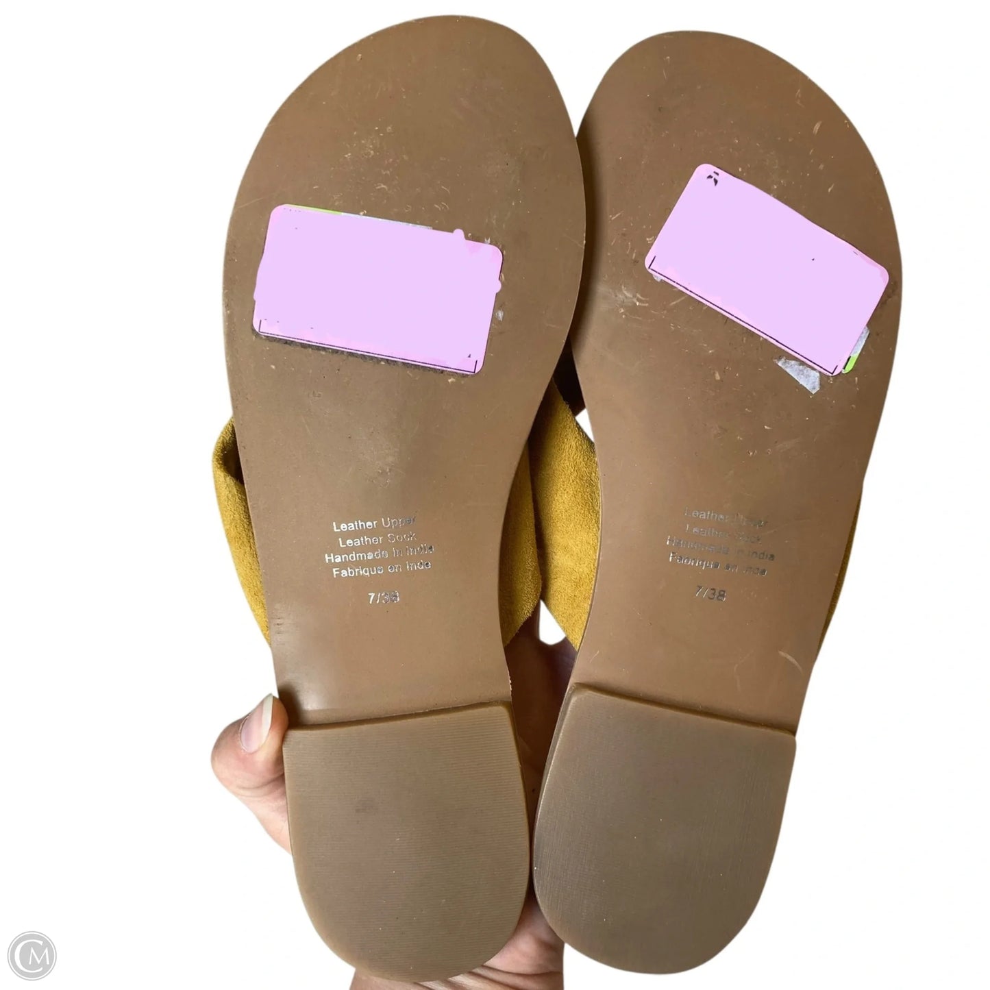 Sandals Flip Flops By Jeffrey Campbell In Tan & Yellow, Size: 7