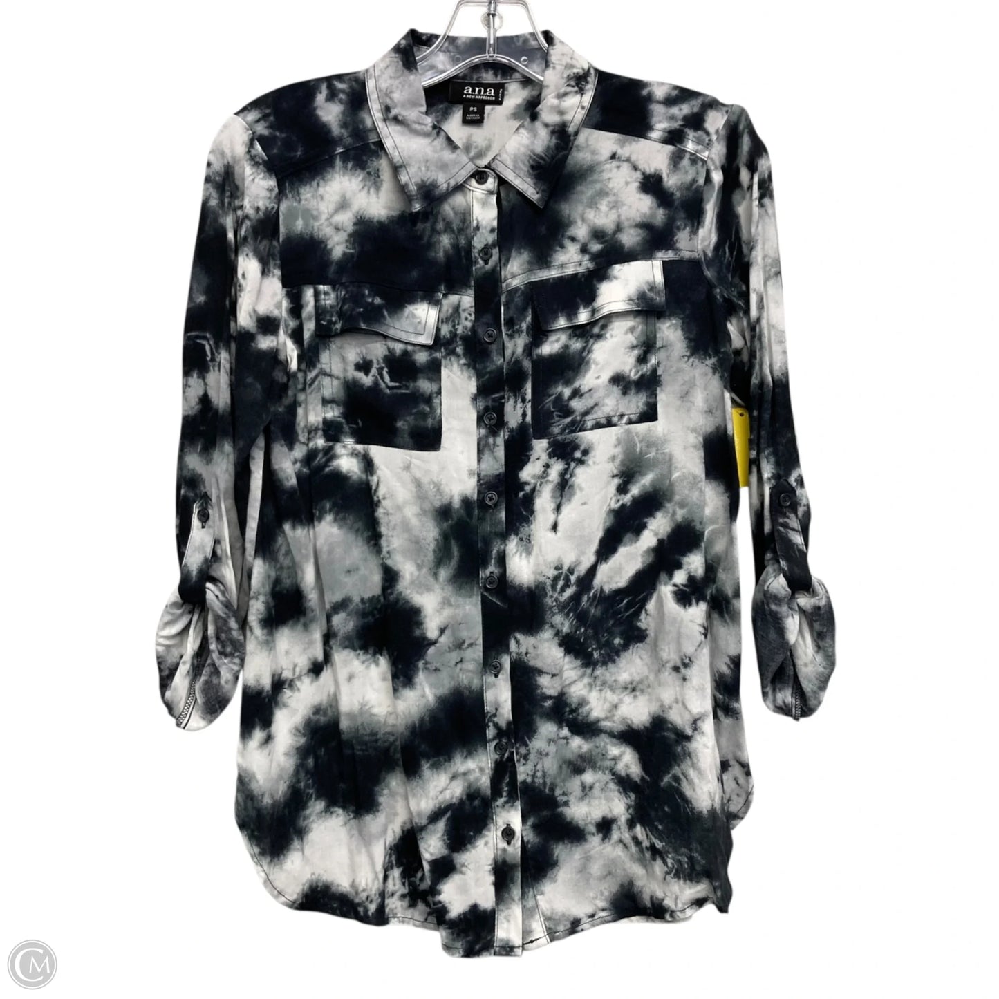 Top Long Sleeve By Ana In Black & White, Size: Sp