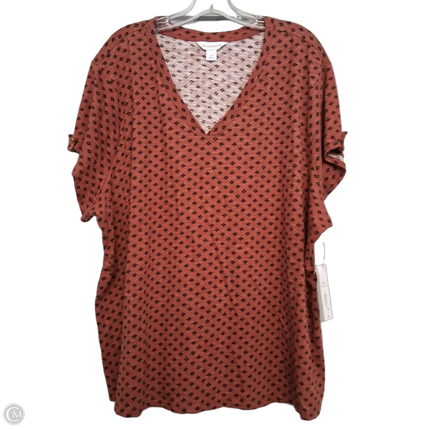 Top Short Sleeve Basic By Liz Claiborne In Black & Orange, Size: 3x