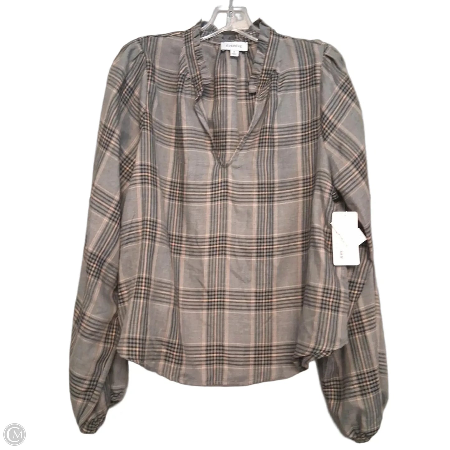 Top Long Sleeve By Evereve In Plaid Pattern, Size: Xl