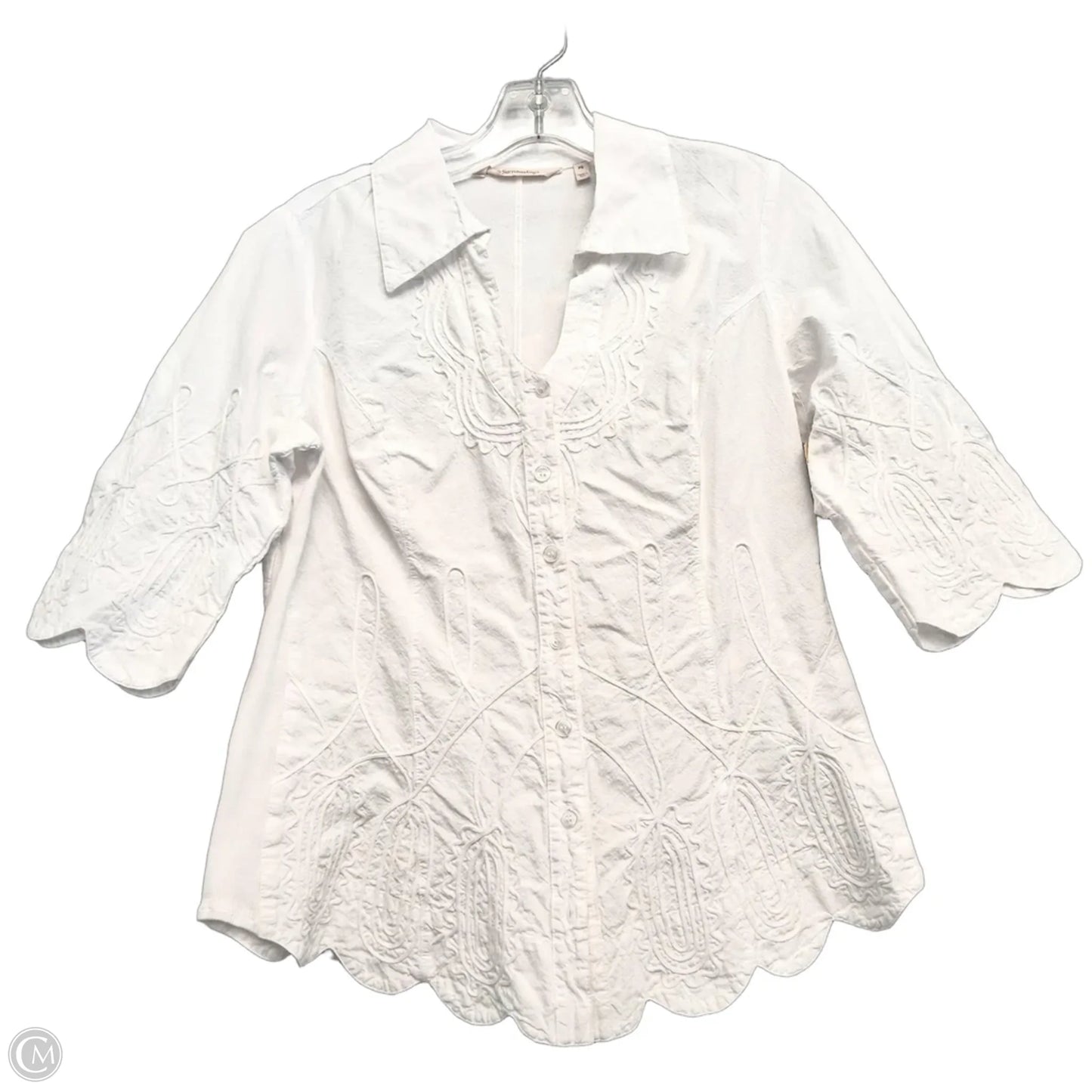 Top 3/4 Sleeve By Soft Surroundings In White, Size: Sp