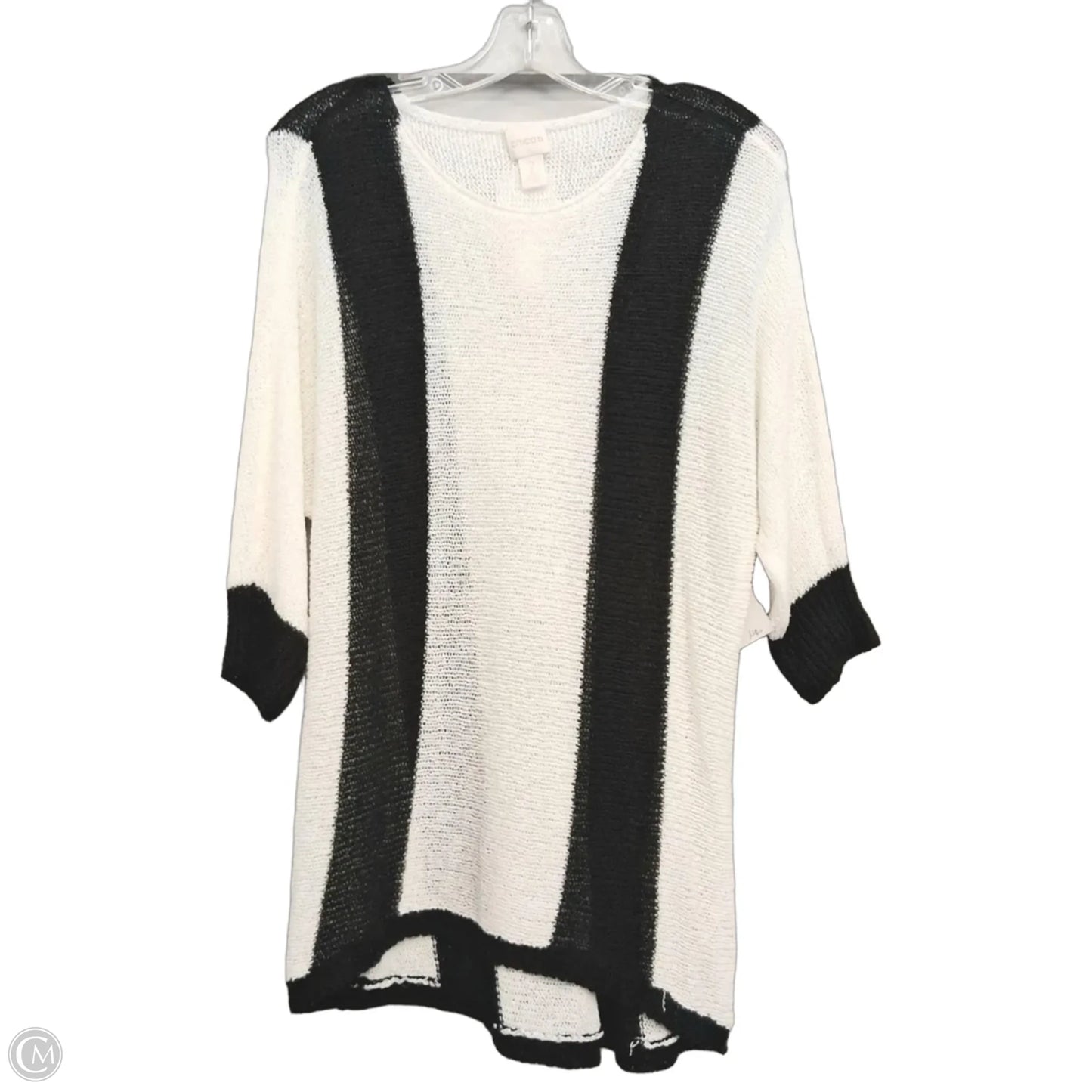 Sweater By Chicos In Black & White, Size: L
