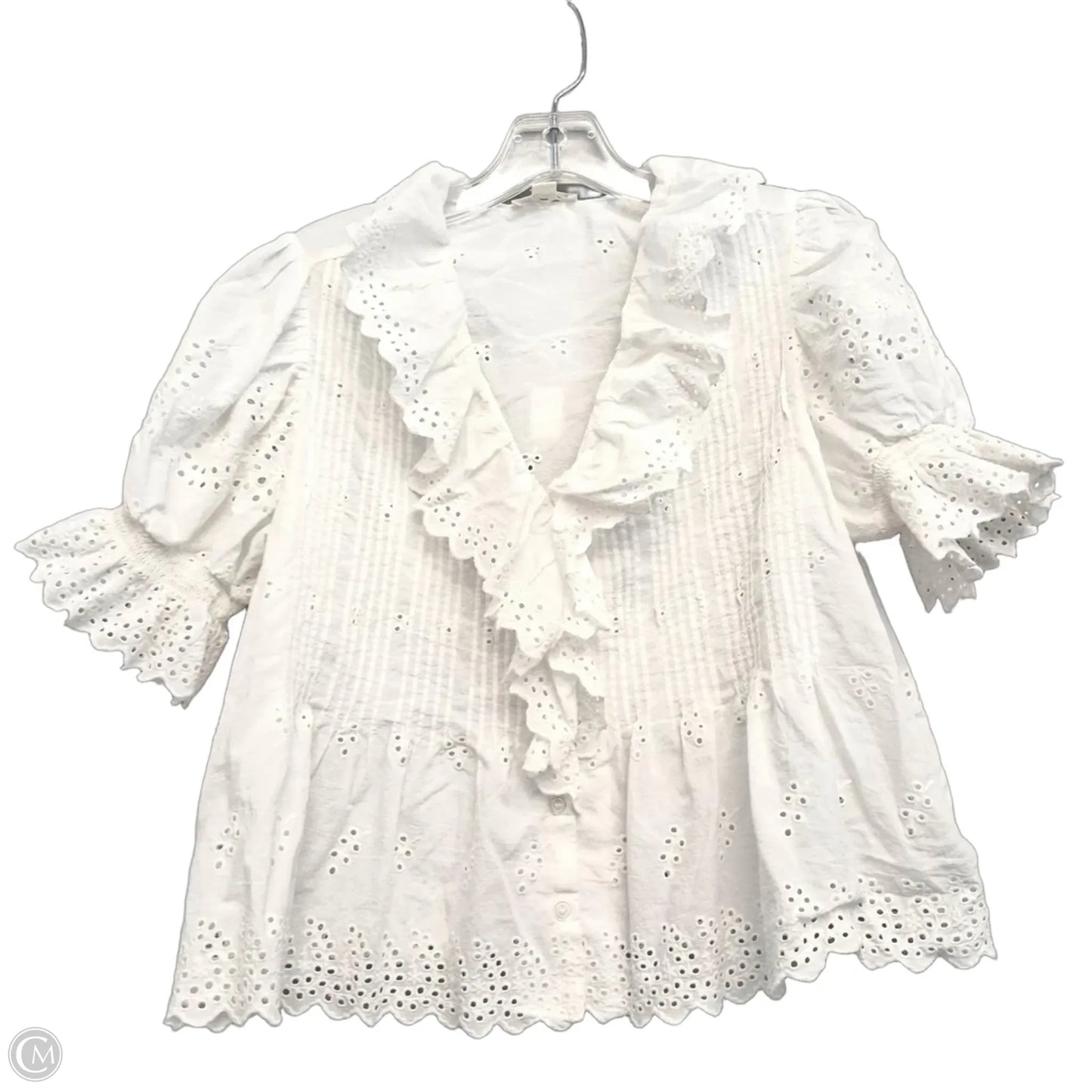 Top Short Sleeve By Ultra Pink In White, Size: S