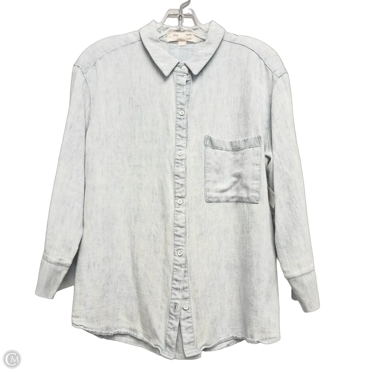Top Long Sleeve Basic By Cloth & Stone In Blue Denim, Size: L