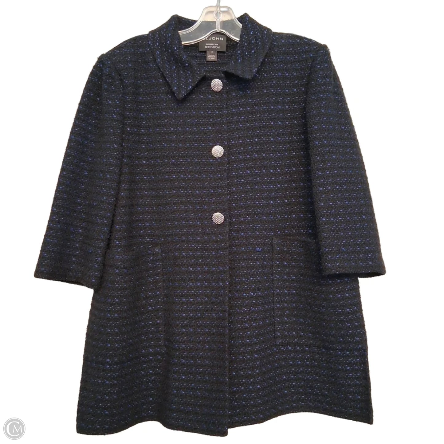 Blazer By St John Knits In Black & Blue, Size: M