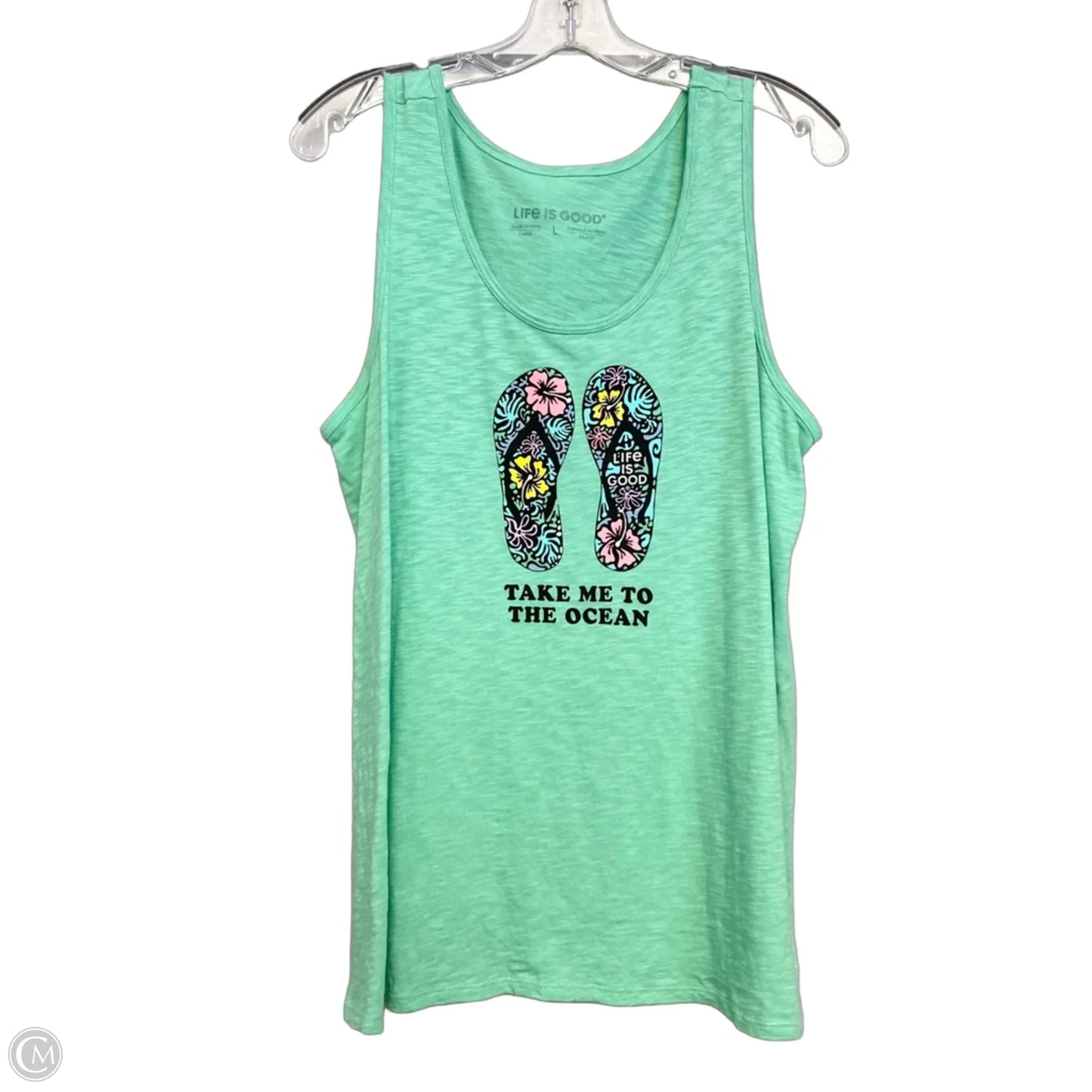 Top Sleeveless By Life Is Good In Green, Size: L