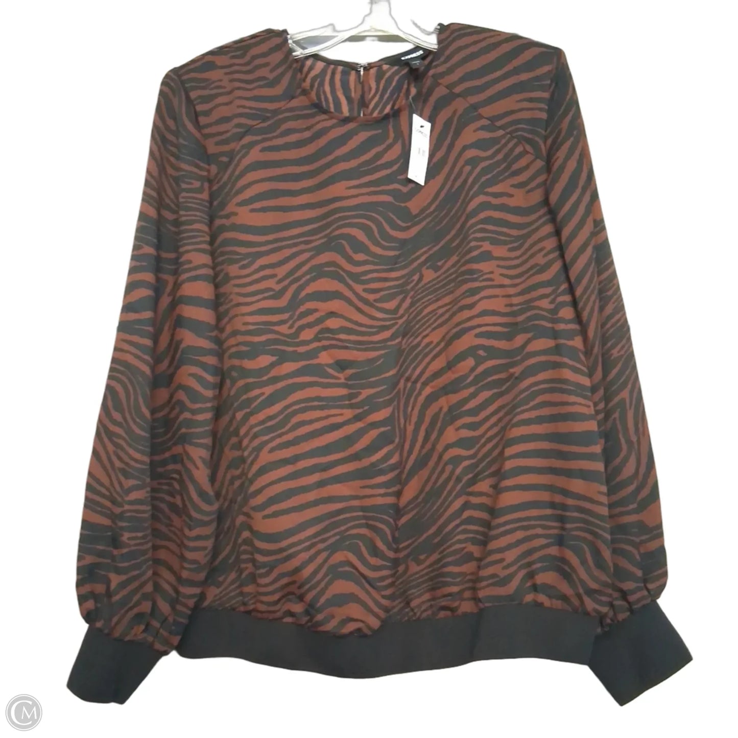 Top Long Sleeve By Express In Black & Brown, Size: L