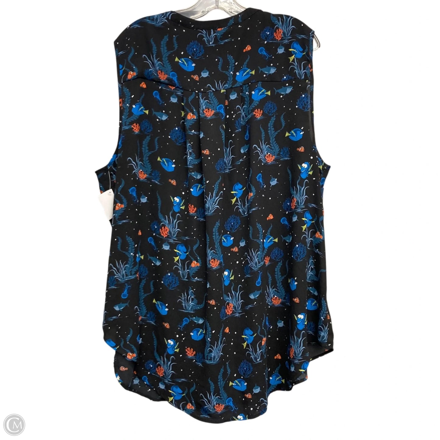 Top Sleeveless By Pixar In Black & Blue, Size: 3x