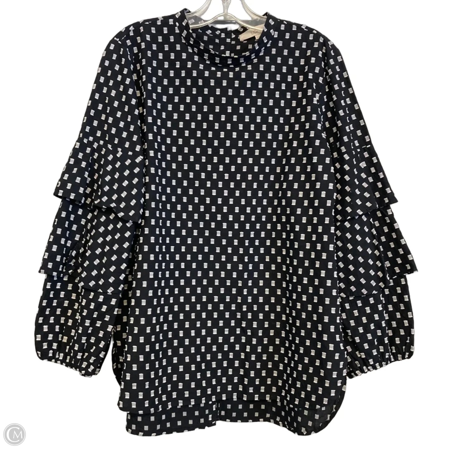Top Long Sleeve By Loft In Black & White, Size: M
