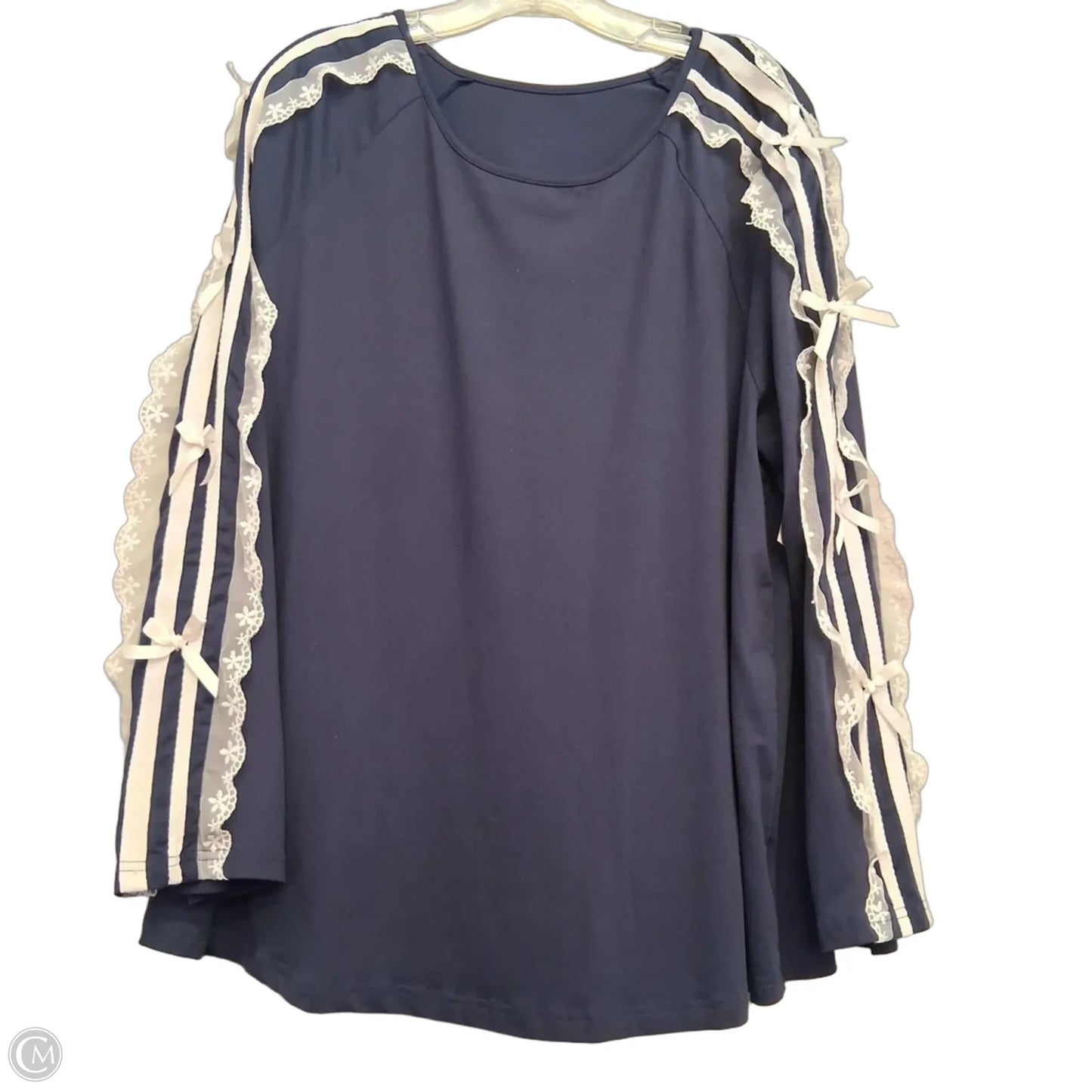 Top Long Sleeve By Shein In Blue & White, Size: 1x