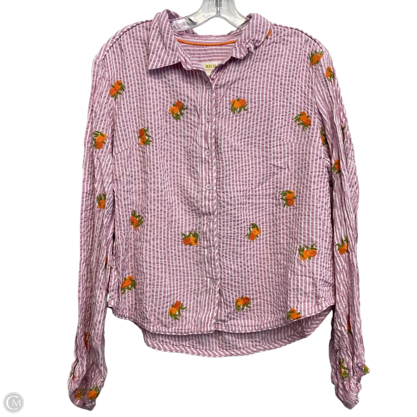 Top Long Sleeve By Maeve In Striped Pattern, Size: M