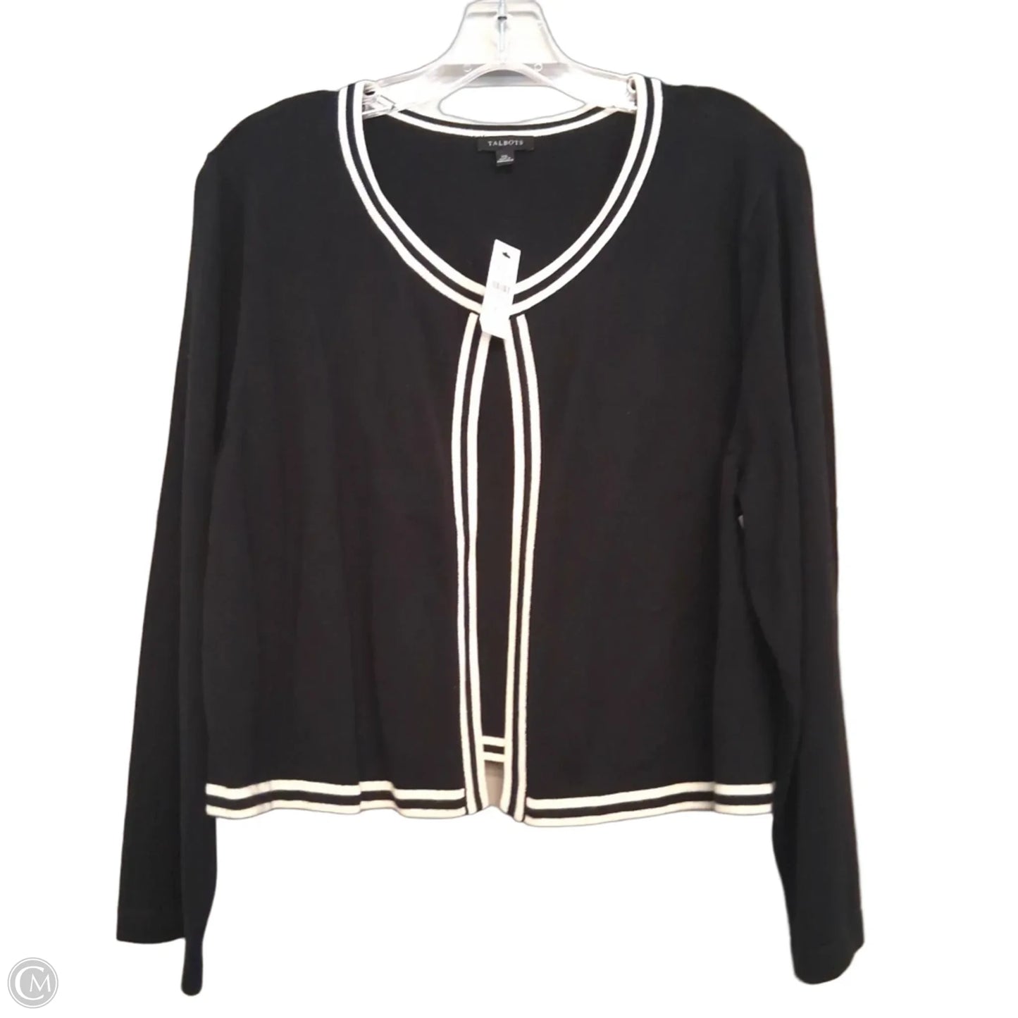 Sweater Cardigan By Talbots In Black & White, Size: Xl
