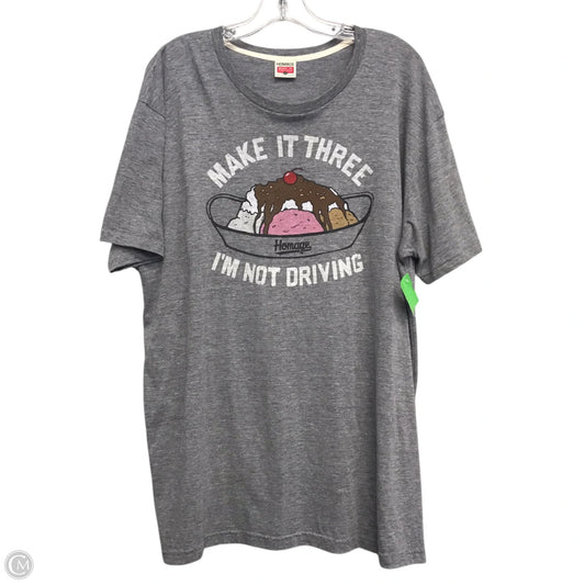 Top Short Sleeve By Homage In Grey, Size: 1x