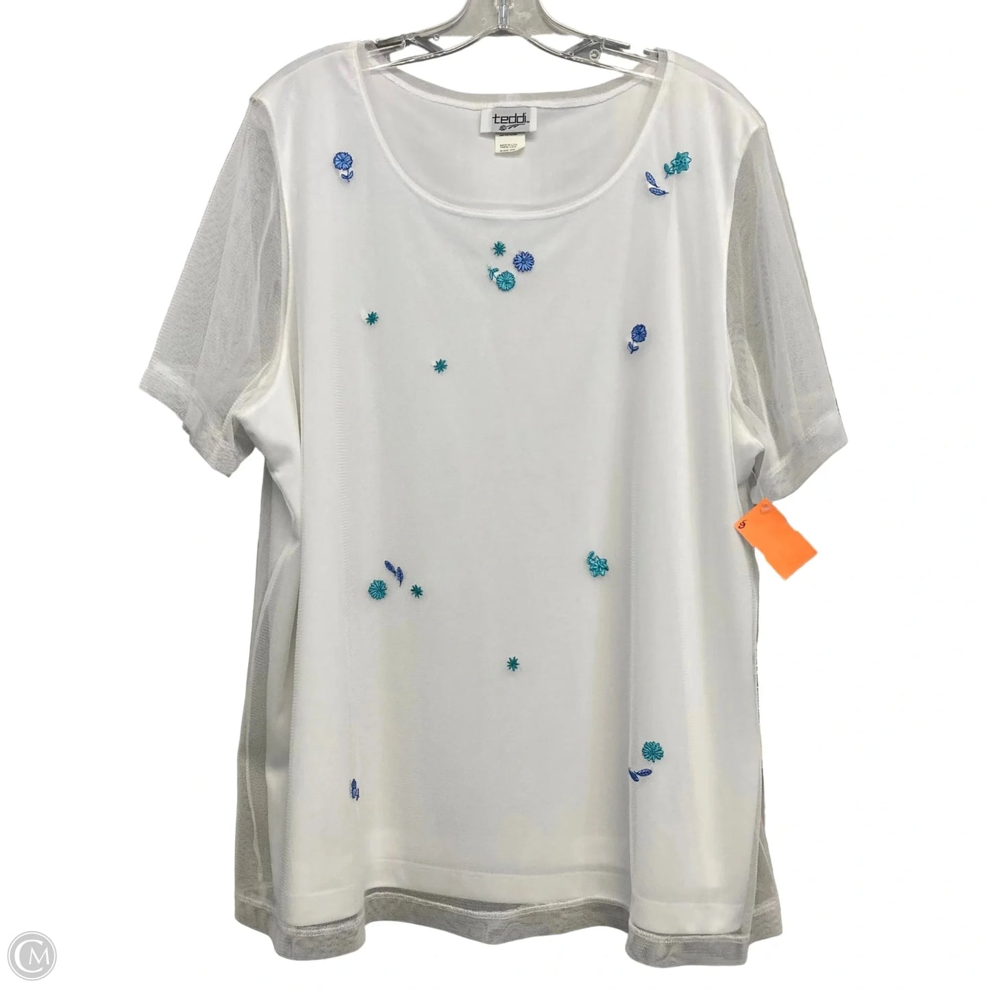 Top Short Sleeve By Teddi In White, Size: 2x