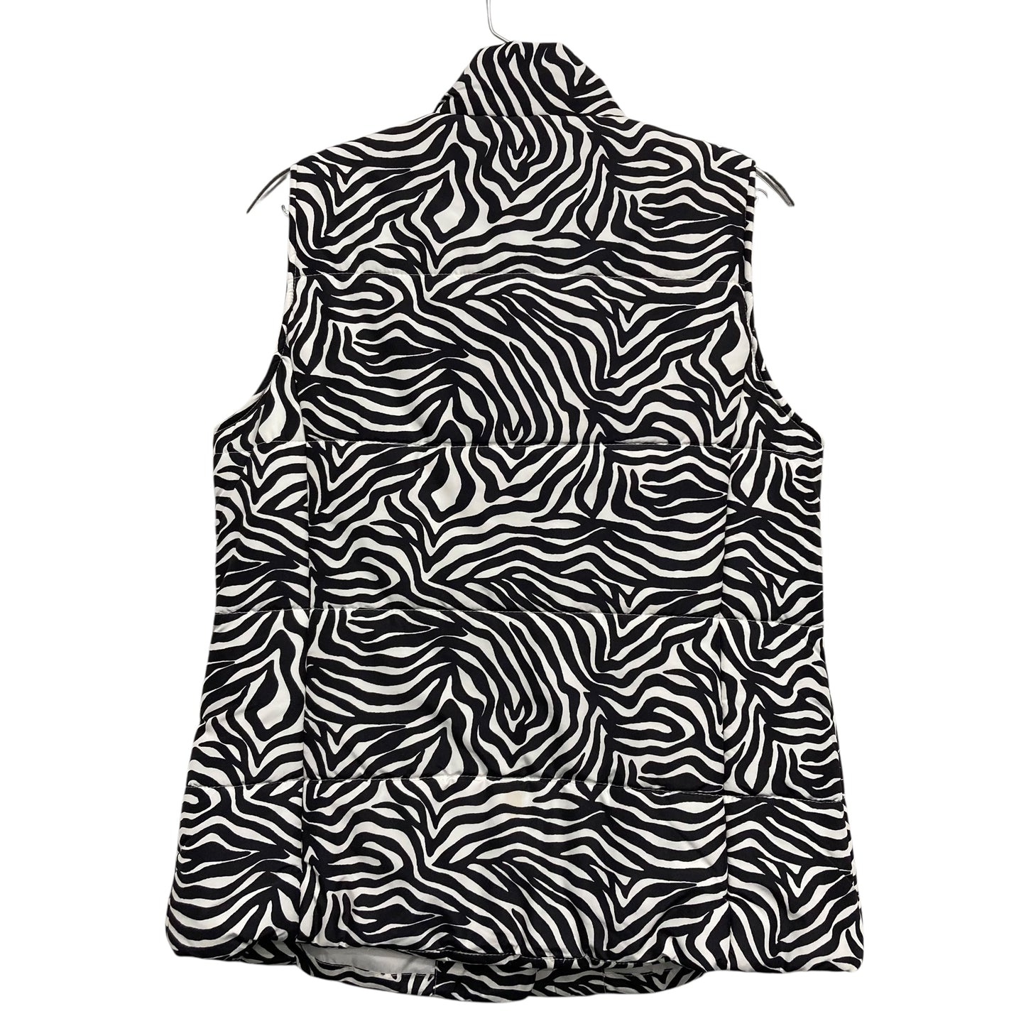 Vest Puffer & Quilted By Liz Claiborne In Black & Cream, Size:M