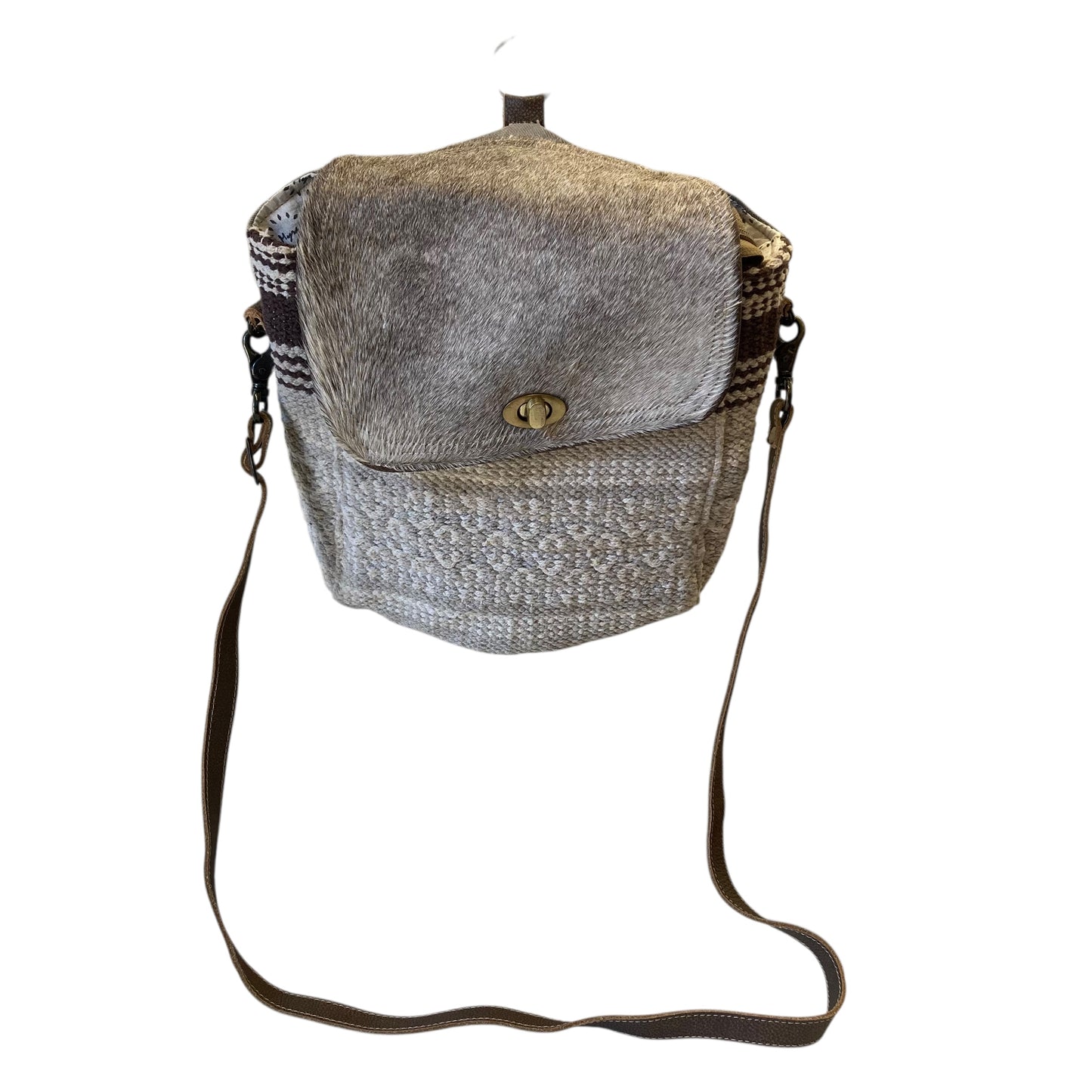 Backpack By Myra Bay In Brown & Cream, Size:Medium