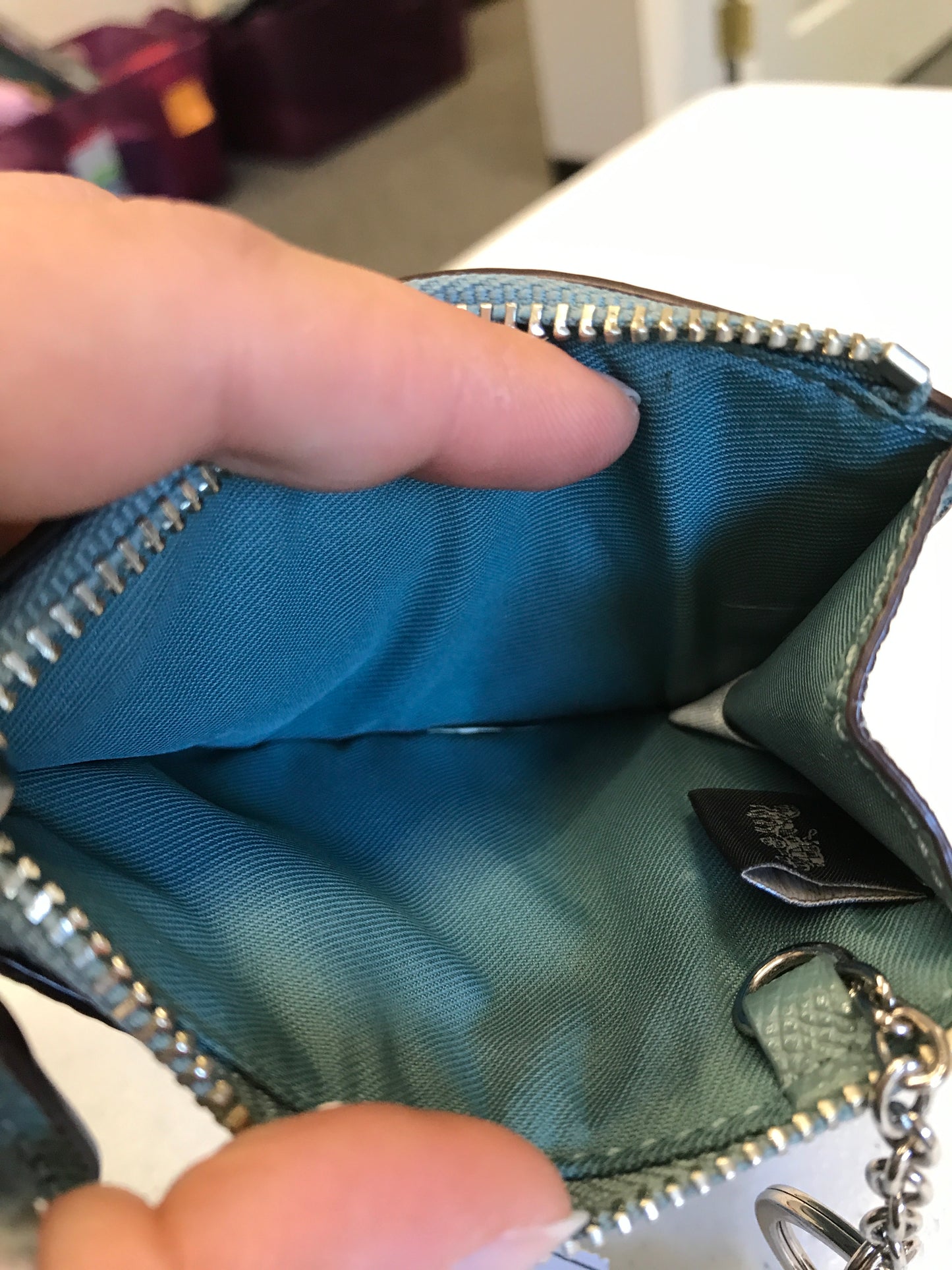 Coin Purse Designer By Coach In Blue, Size:Small