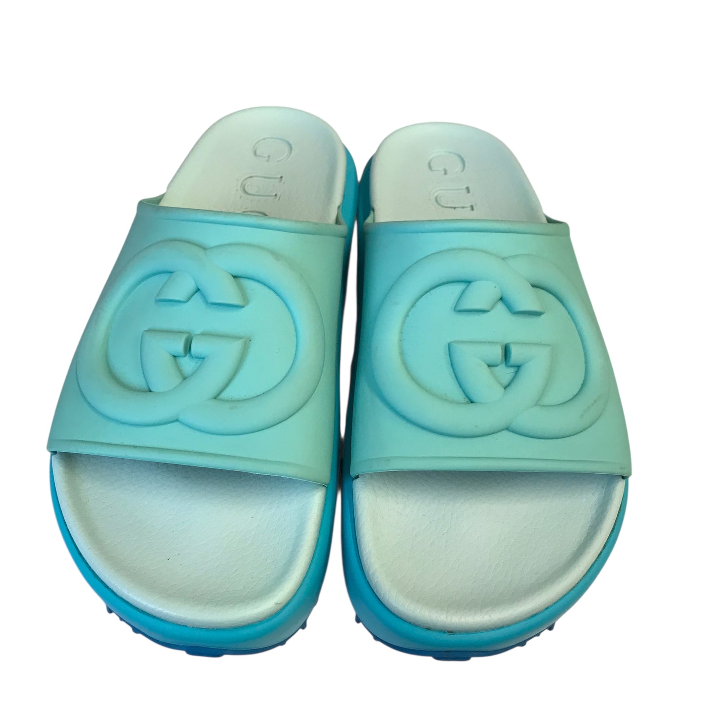 Sandals Luxury Designer By Gucci In Blue, Size:6