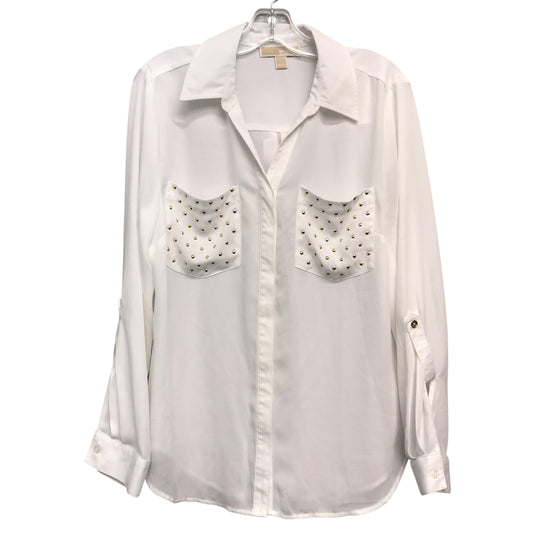 Blouse Ls By Michael By Michael Kors In White, Size:L