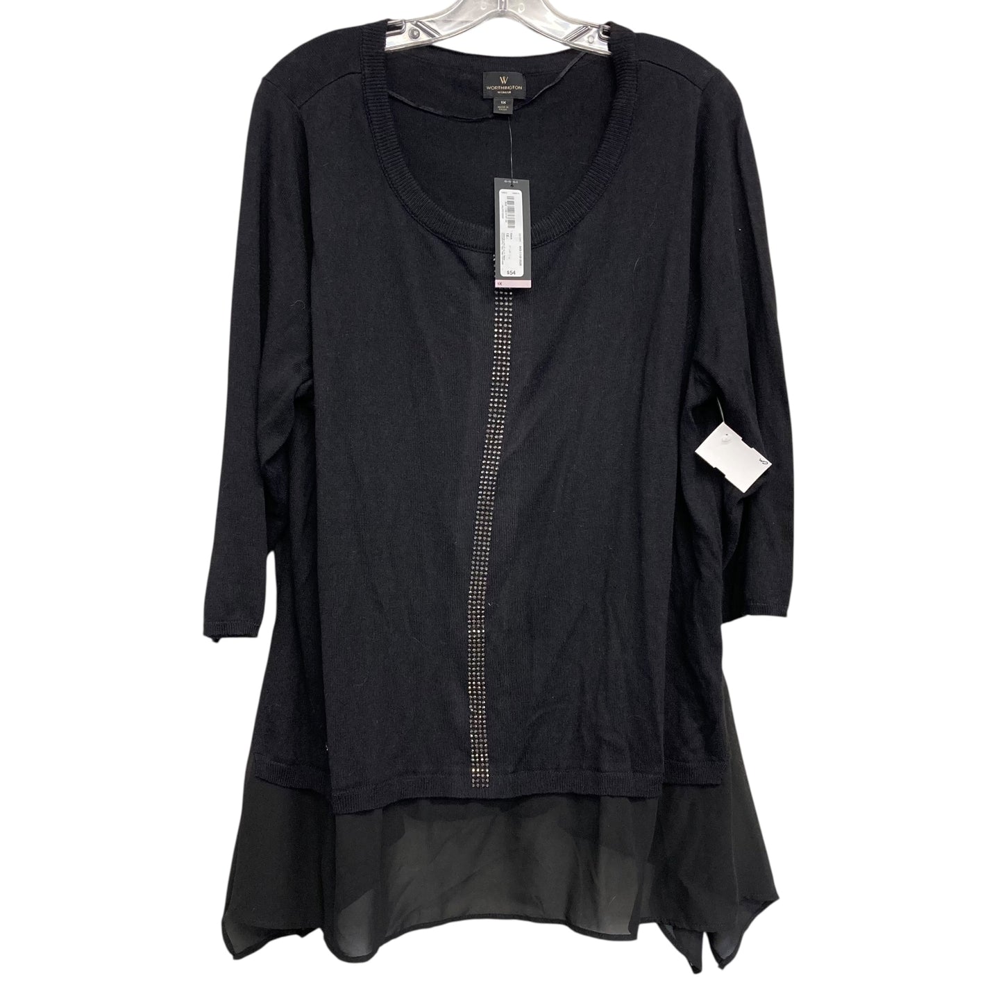 Top Ls By Worthington In Black, Size:1X