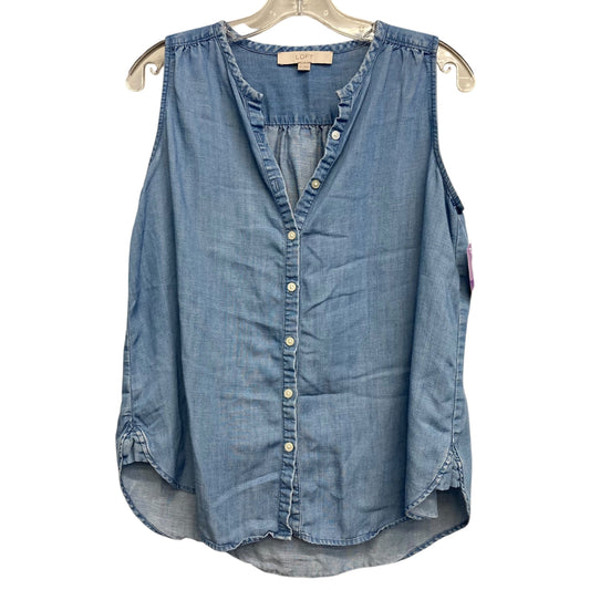 Top Sleeveless By Loft In Blue Denim, Size:Xs