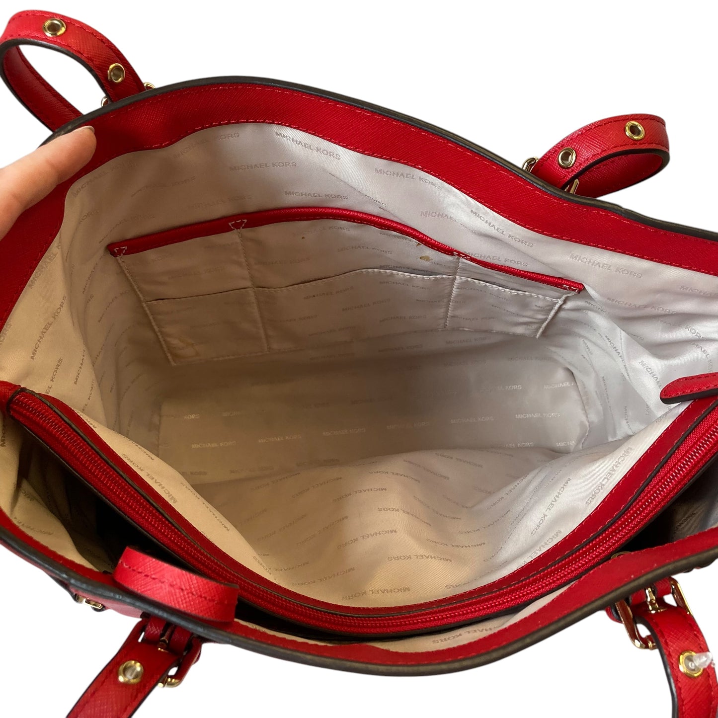 Handbag Designer By Michael Kors In Red, Size:Large