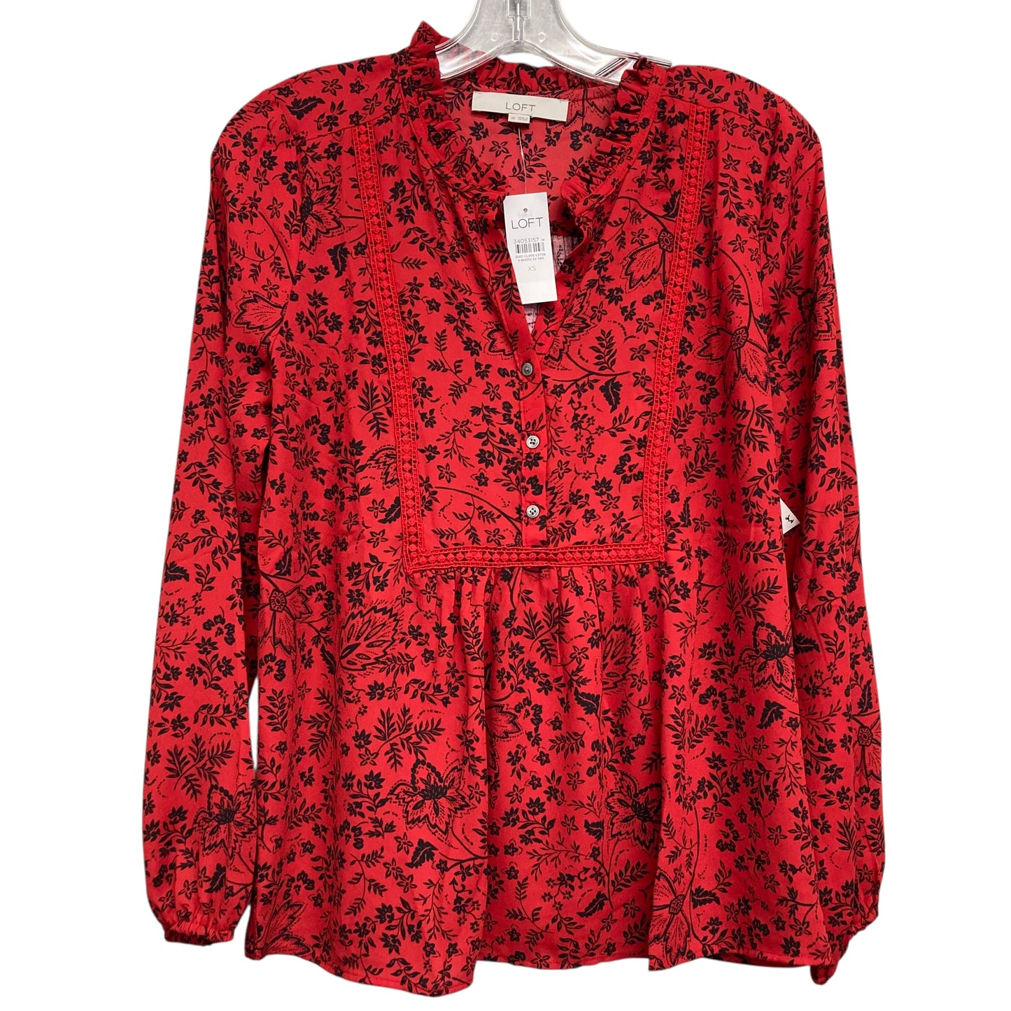 Top Ls By Loft In Black & Red, Size:Xs
