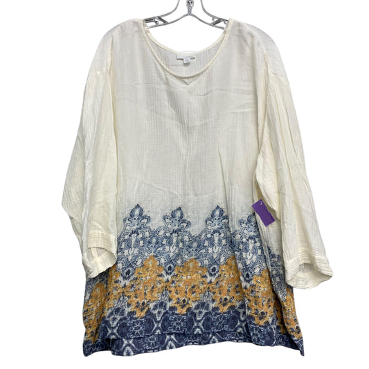 Top 3/4 Sleeve By Pure Jill In Cream, Size:3X