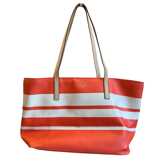 Handbag Designer By Kate Spade In Striped Pattern, Size:Medium