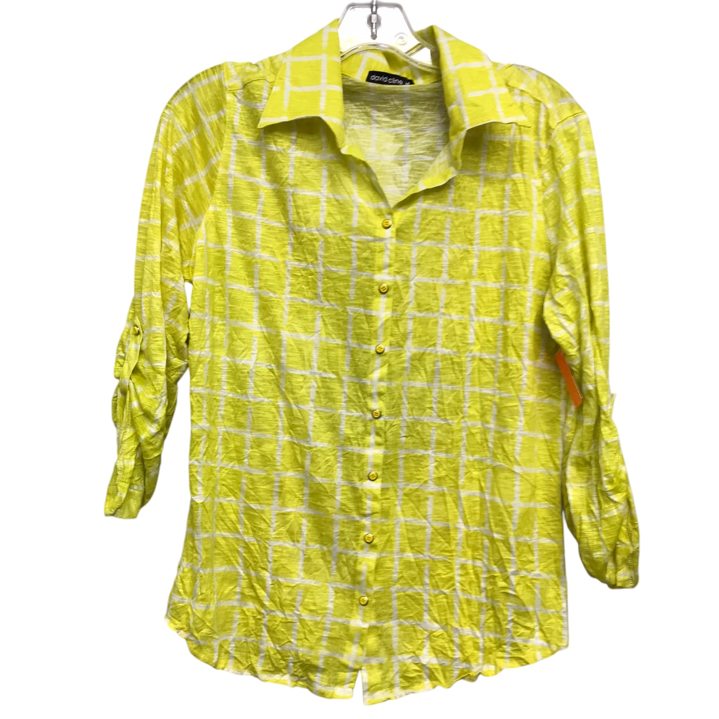 Top Ls By David Cline In White & Yellow, Size:M