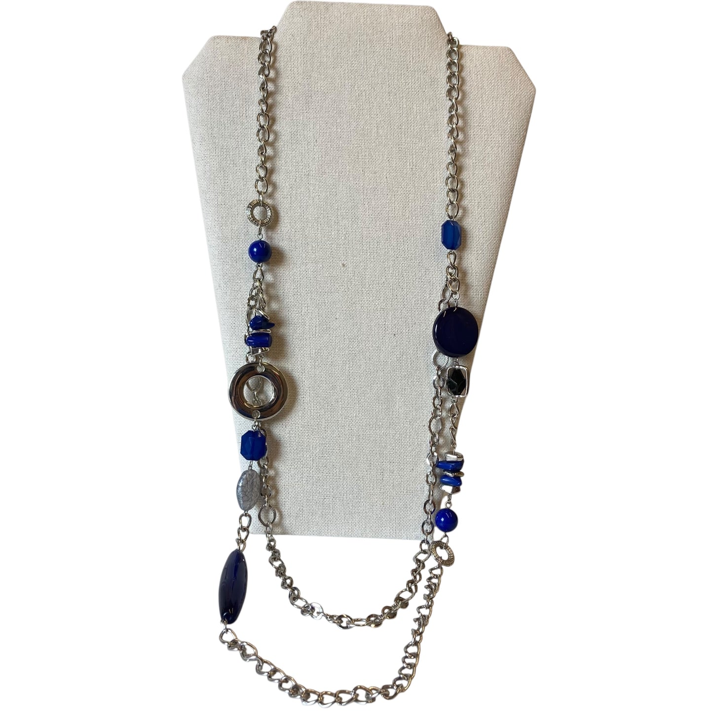 Necklace Statement In Blue & Silver
