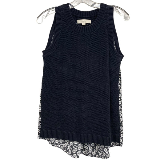 Top Sleeveless By Loft In Black & White, Size:S
