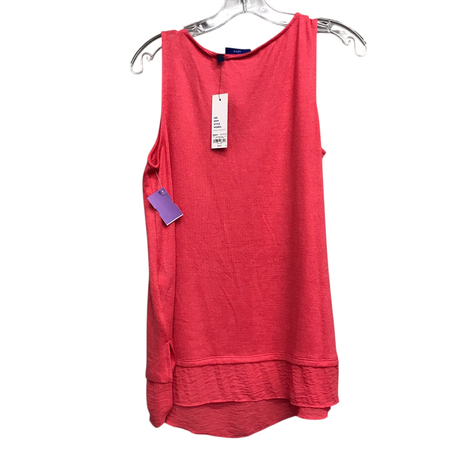 Top Sleeveless Basic By Apt 9 In Pink, Size:M