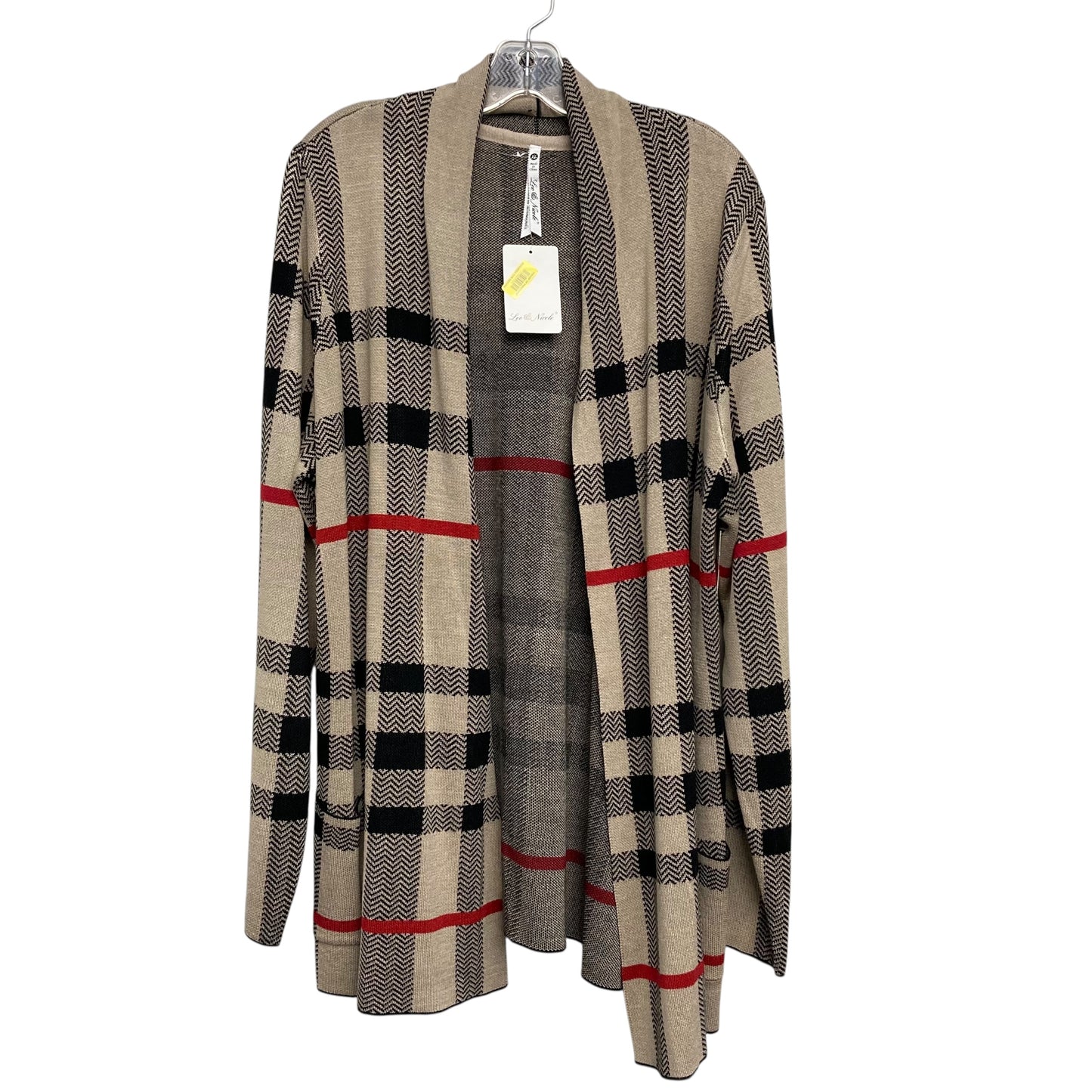 Sweater Cardigan By Leo And Nicole In Plaid Pattern, Size:Xl