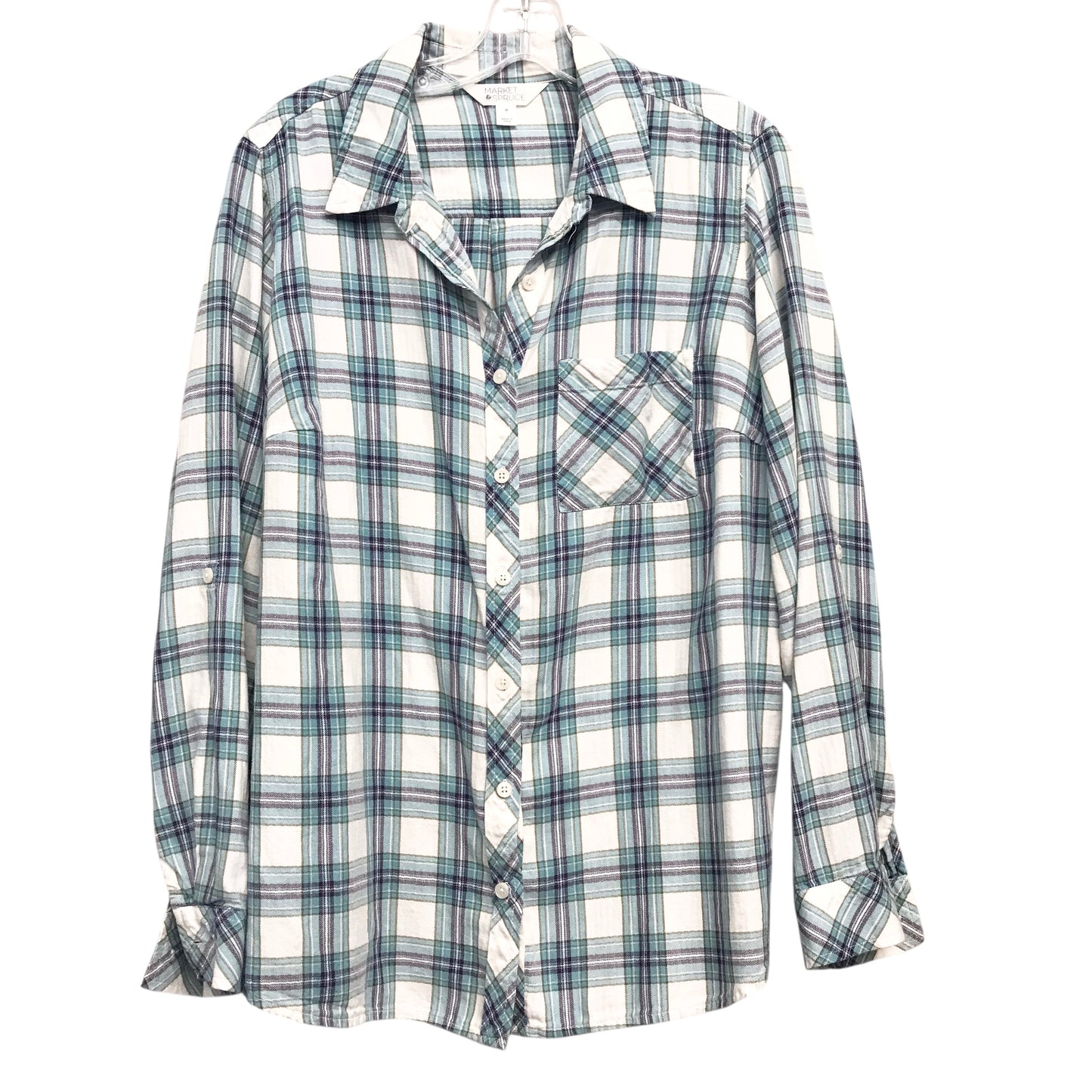 Top Ls By Market & Spruce In Plaid Pattern, Size:1X