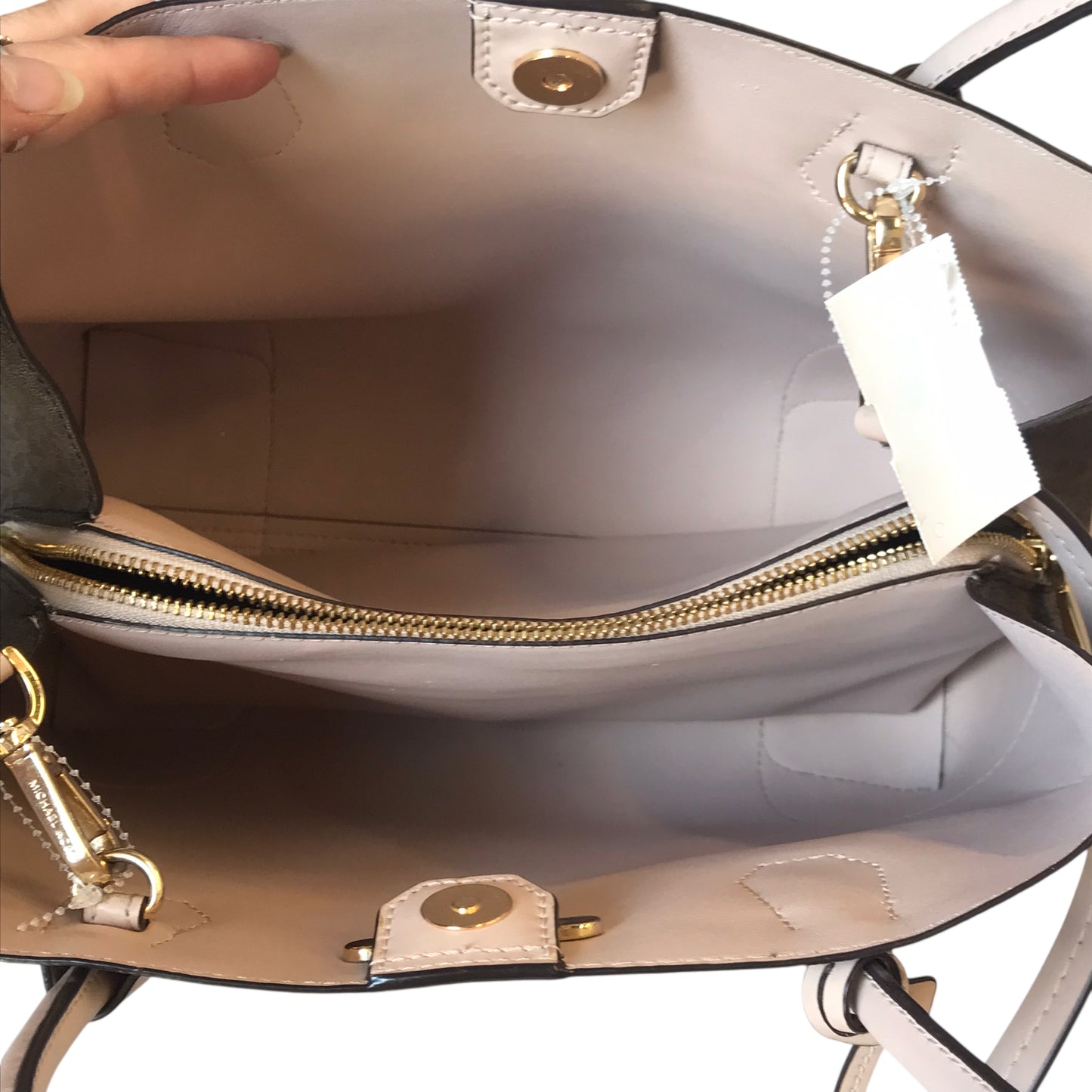 Handbag Designer By Michael Kors In Brown & Pink, Size:Medium