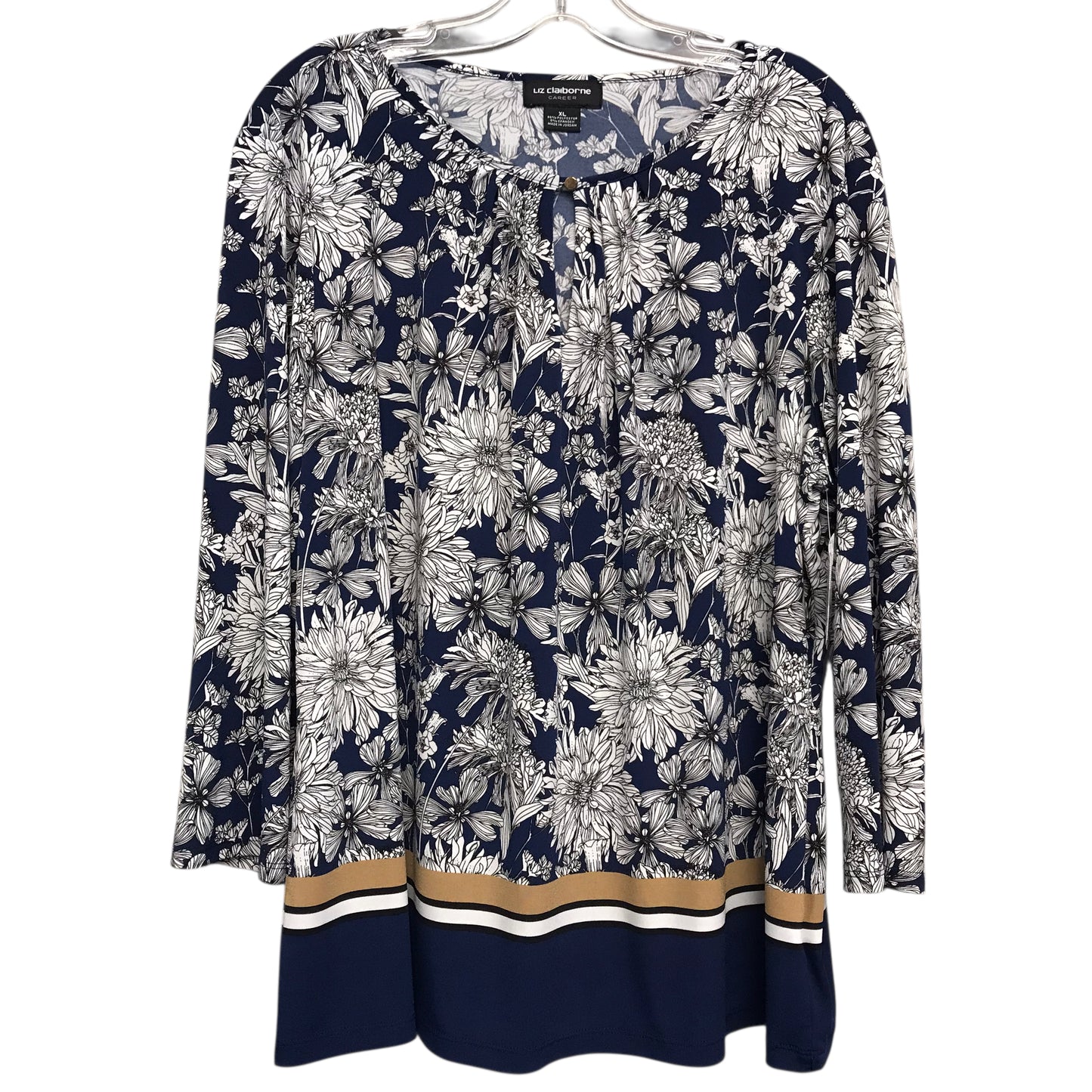 Top Ls By Liz Claiborne In Blue & White, Size:Xl