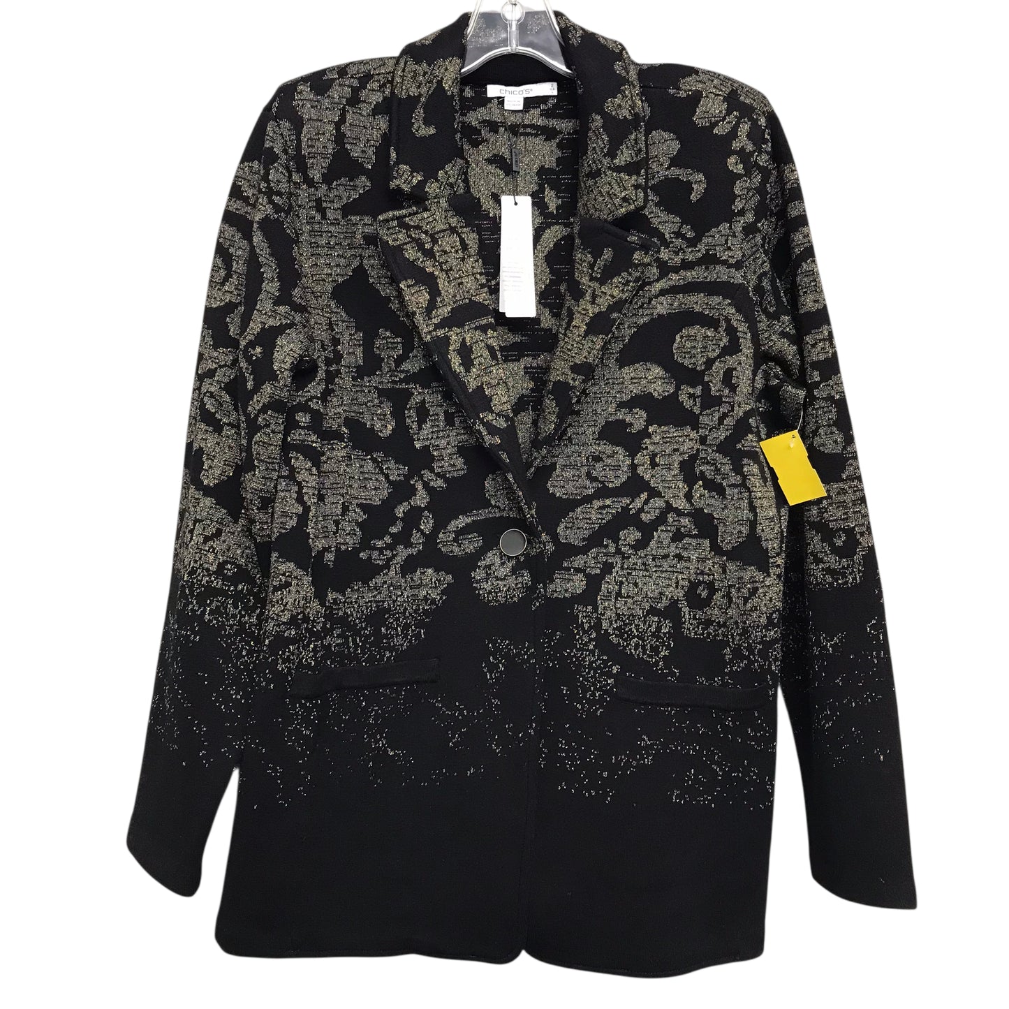 Blazer By Chicos In Black & Gold, Size:L
