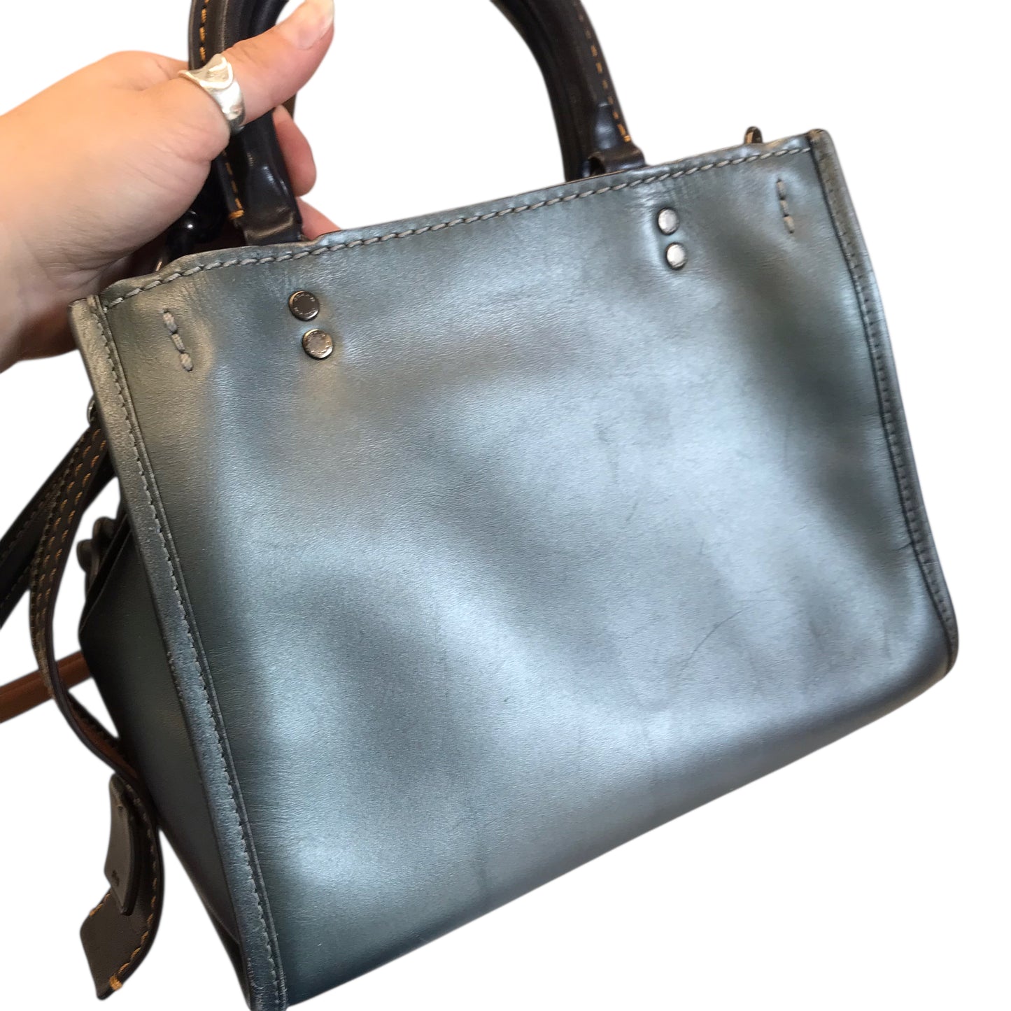 Handbag Designer By Coach In Grey, Size:Small
