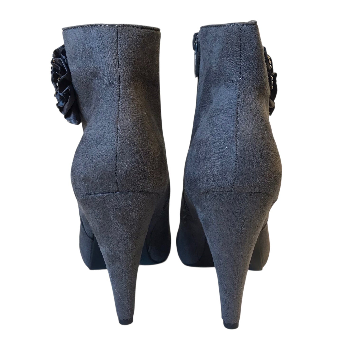 Boots Ankle Heels By Forever In Grey, Size:10