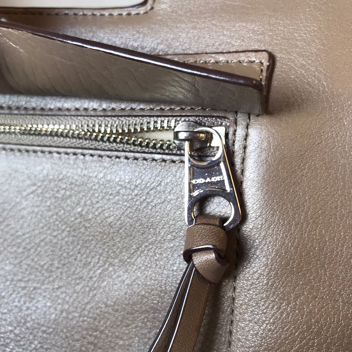 Clutch Designer By Coach In Taupe, Size:Medium