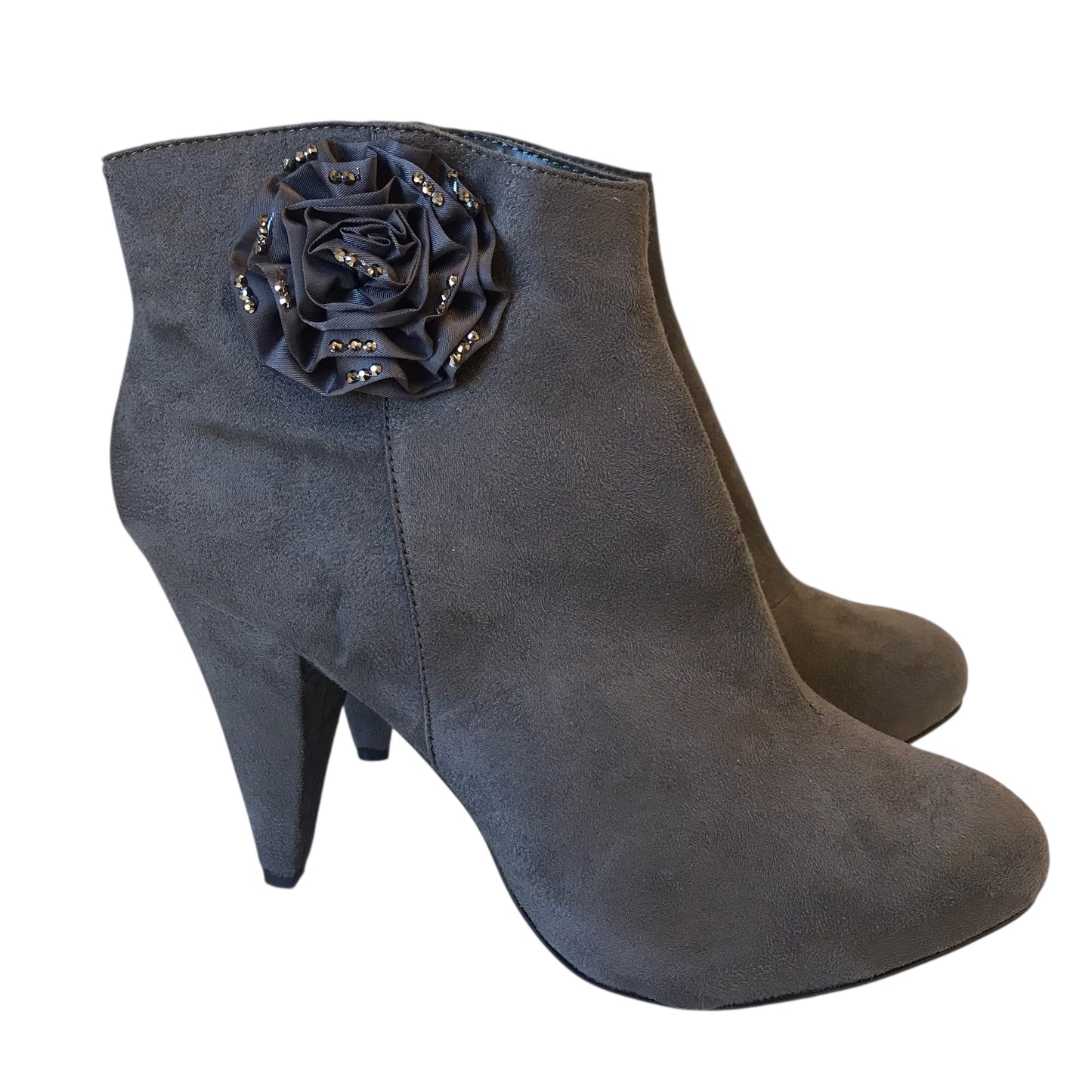 Boots Ankle Heels By Forever In Grey, Size:10